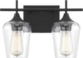 Savoy Essentials 8-4030-2-BK Octave Bohemian Clear Glass Bathroom Vanity Wall Light, 2-Light 120 Total Watts, 10' H x 14' W, Black