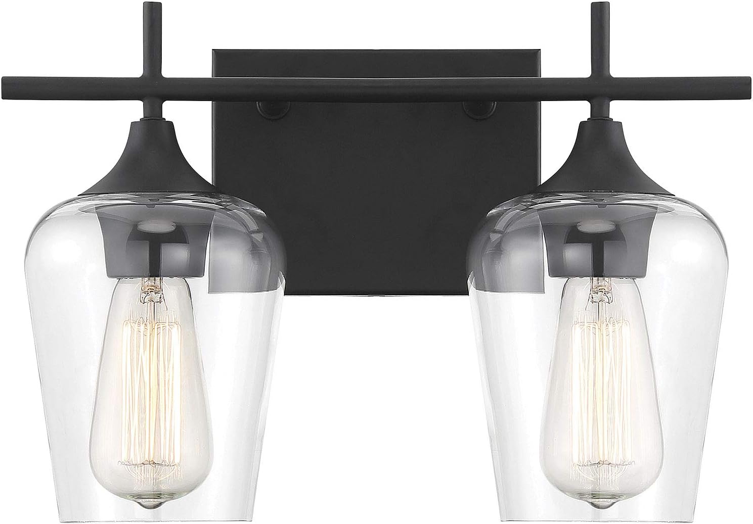 Savoy Essentials 8-4030-2-BK Octave Bohemian Clear Glass Bathroom Vanity Wall Light, 2-Light 120 Total Watts, 10' H x 14' W, Black