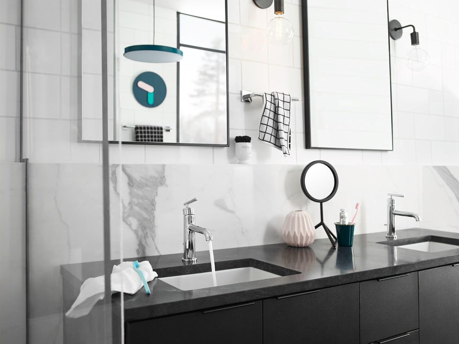 Moen Gibson One-Handle Single Hole Modern Bathroom Sink Faucet with Optional Deckplate, Chrome, 6145