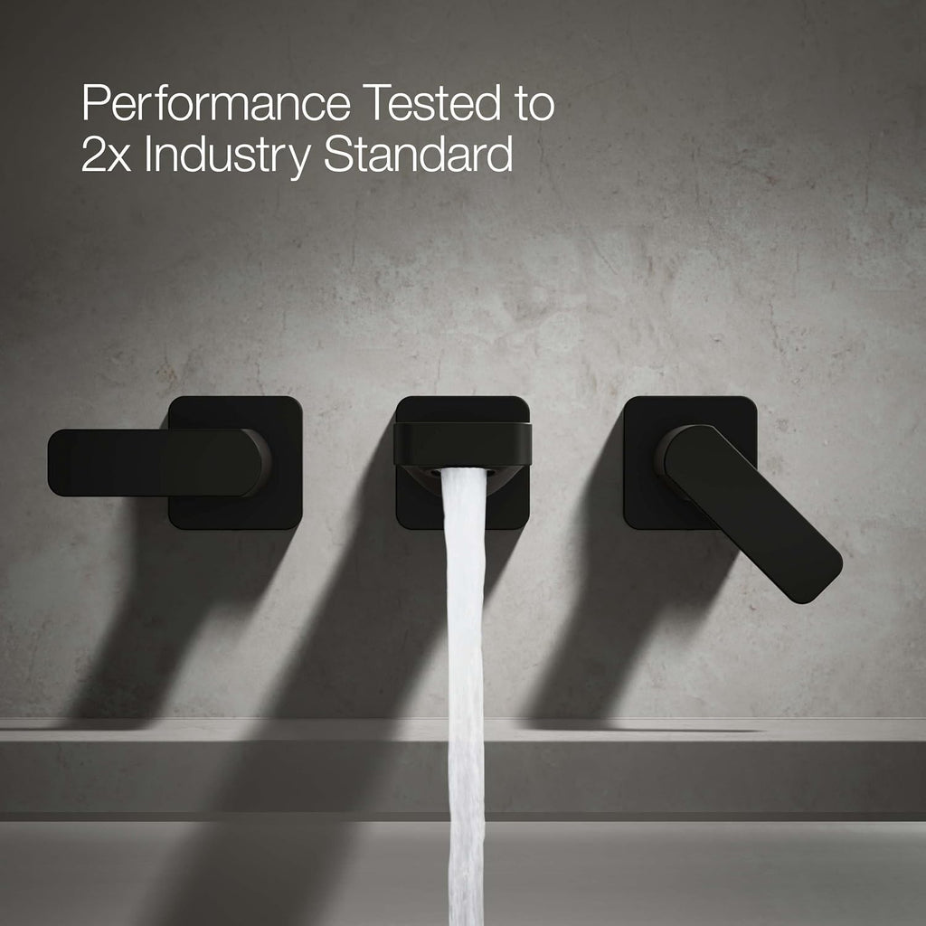 Kohler T23491-4-BL Parallel Two-Handle Wall Mount Bath Faucet Trim with Lever Handles, Matte Black
