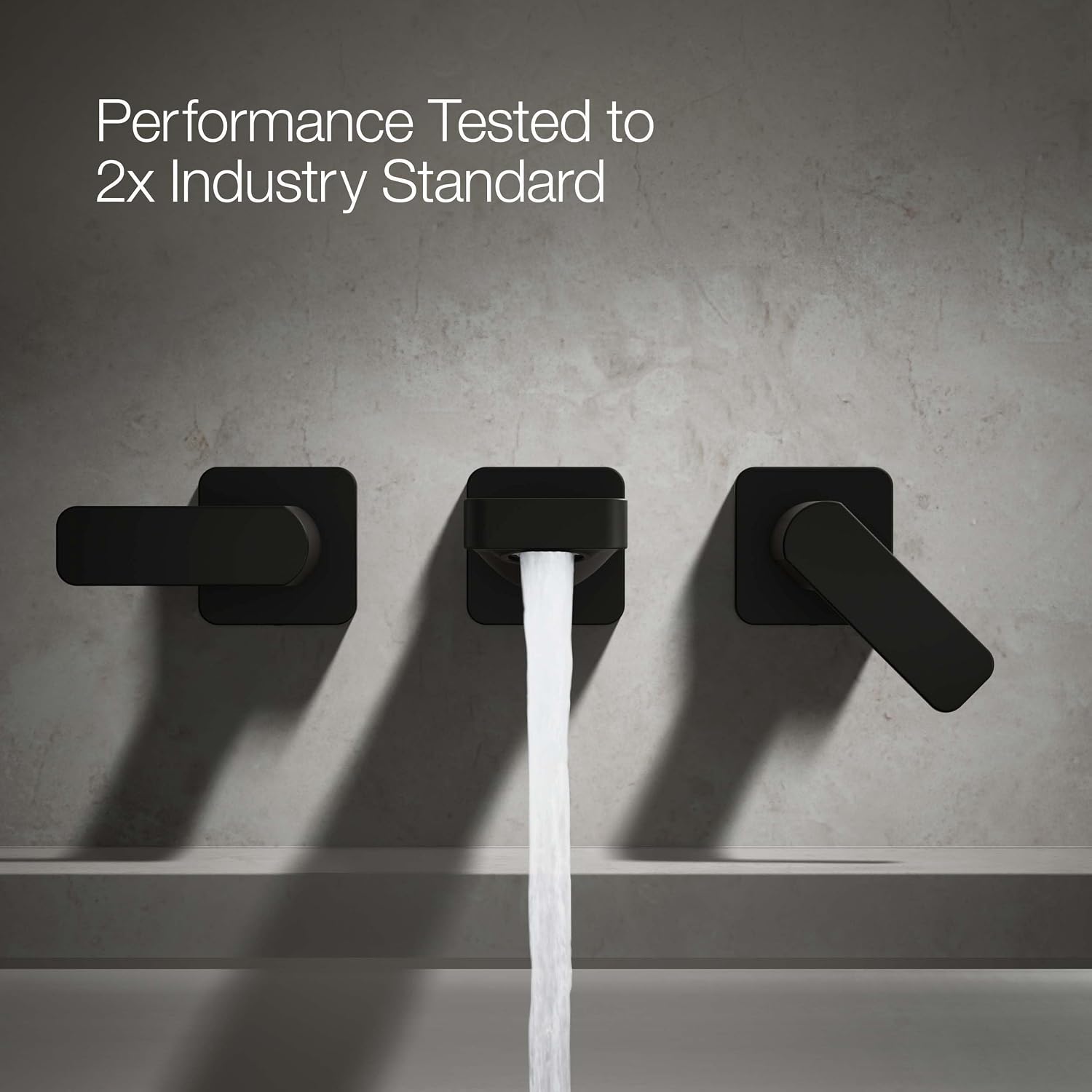 Kohler T23491-4-BL Parallel Two-Handle Wall Mount Bath Faucet Trim with Lever Handles, Matte Black