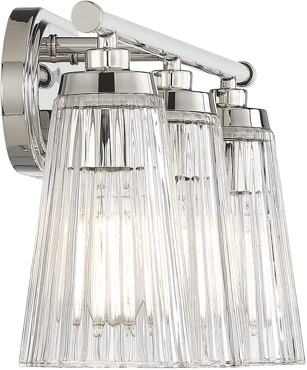 Savoy House 8-1745-3-109 Chantilly Vintage Traditional Clear Ribbed Glass Bathroom Vanity Wall Light, 3-Light 180 Total Watts, 10' H x 22' W, Polished Nickel