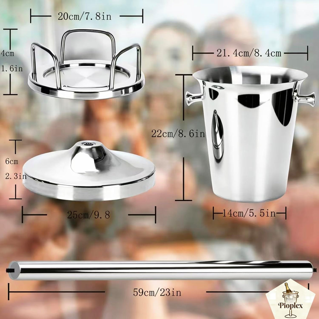 Ice Bucket Champagne Ice Bucket with Stand for Party Stainless Steel Stand Champagne Barrel, Wine Bar, for Beer Bar, Wedding, KTV Club Kitchen and Bar Supplies, Gold, 1 Pack (silver, 2 packs)
