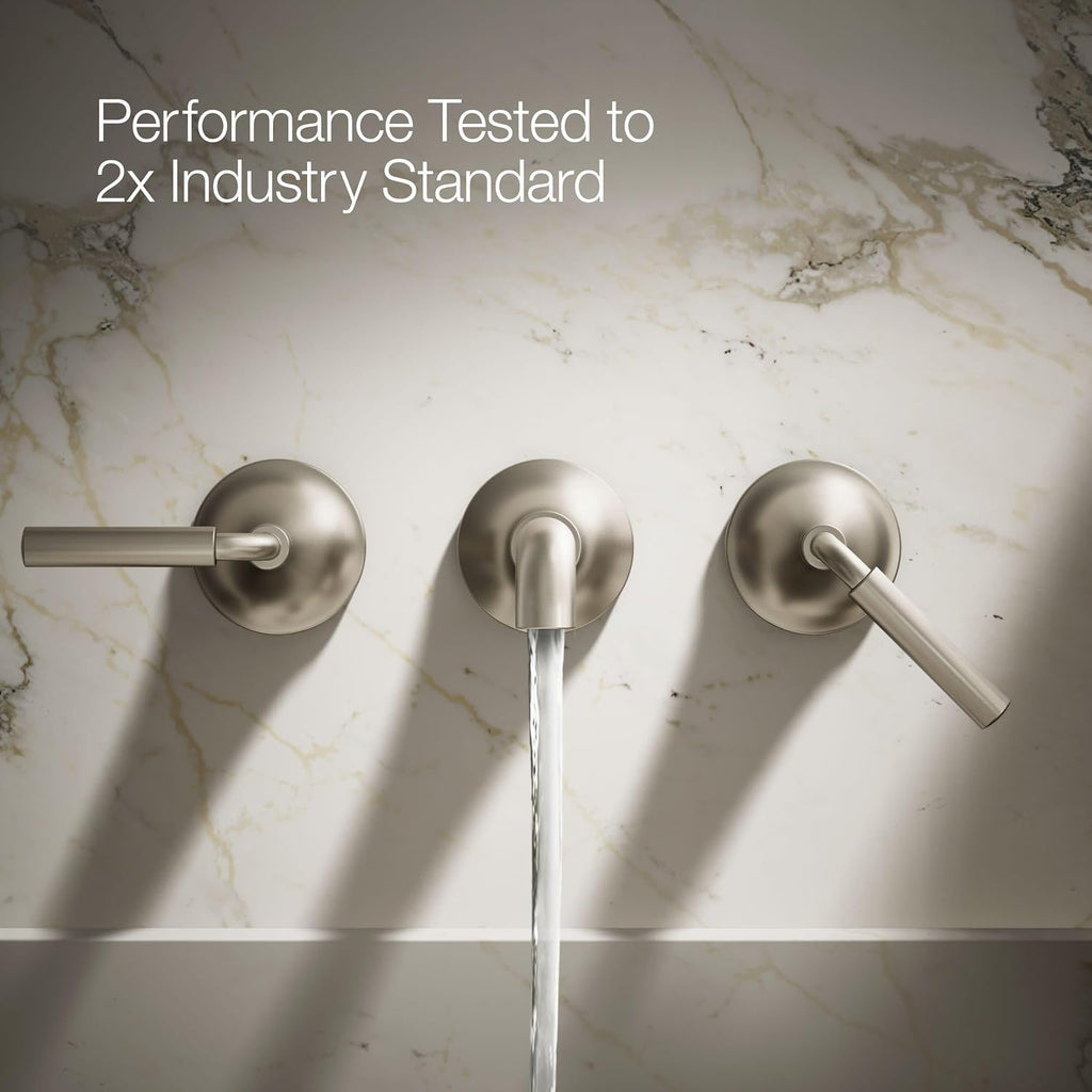 Kohler T26439-4-BN Tone Wall-Mount Bathroom Sink Faucet Set, Bathroom Faucet with Two Lever Handles, Vibrant Brushed Nickel