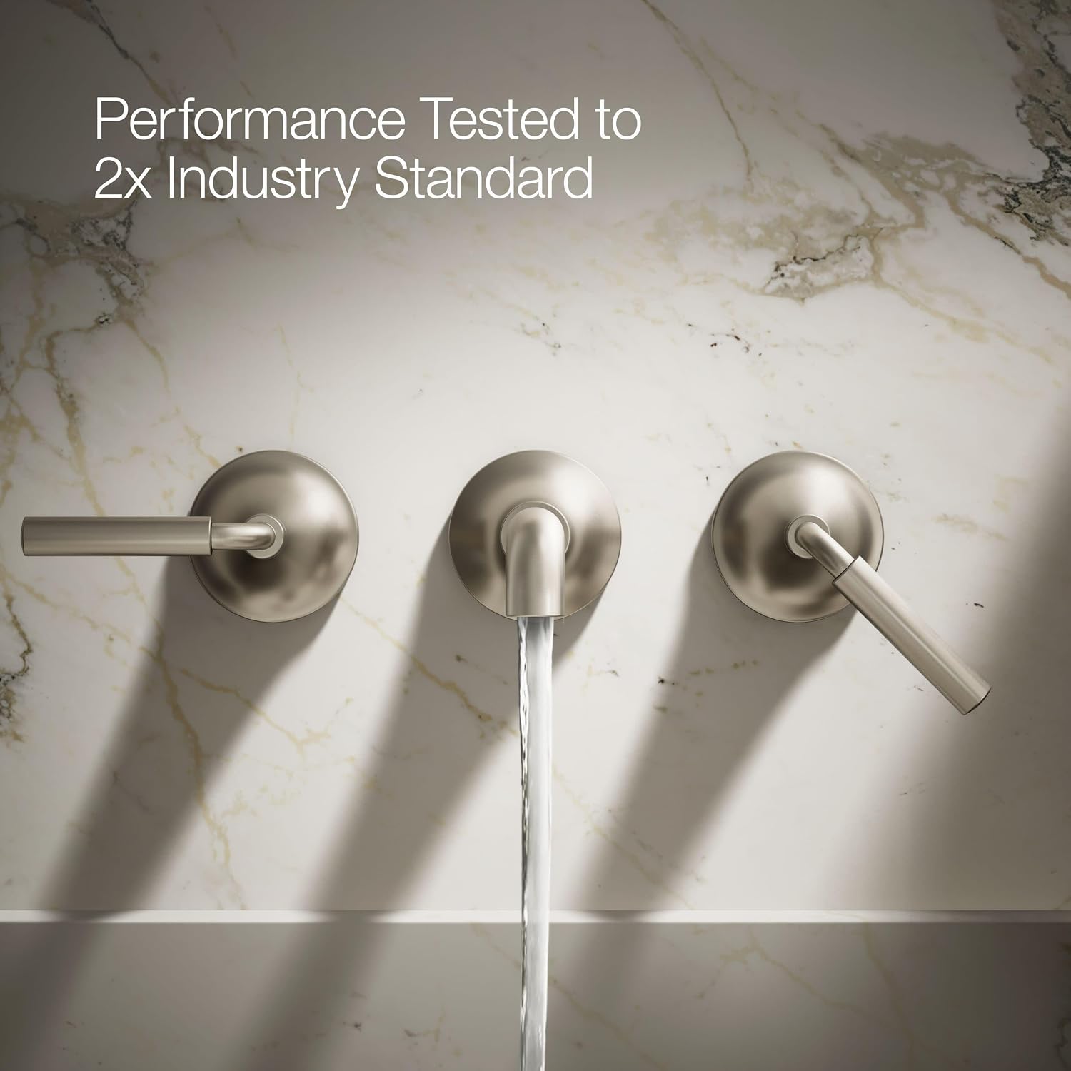 Kohler T26439-4-BN Tone Wall-Mount Bathroom Sink Faucet Set, Bathroom Faucet with Two Lever Handles, Vibrant Brushed Nickel