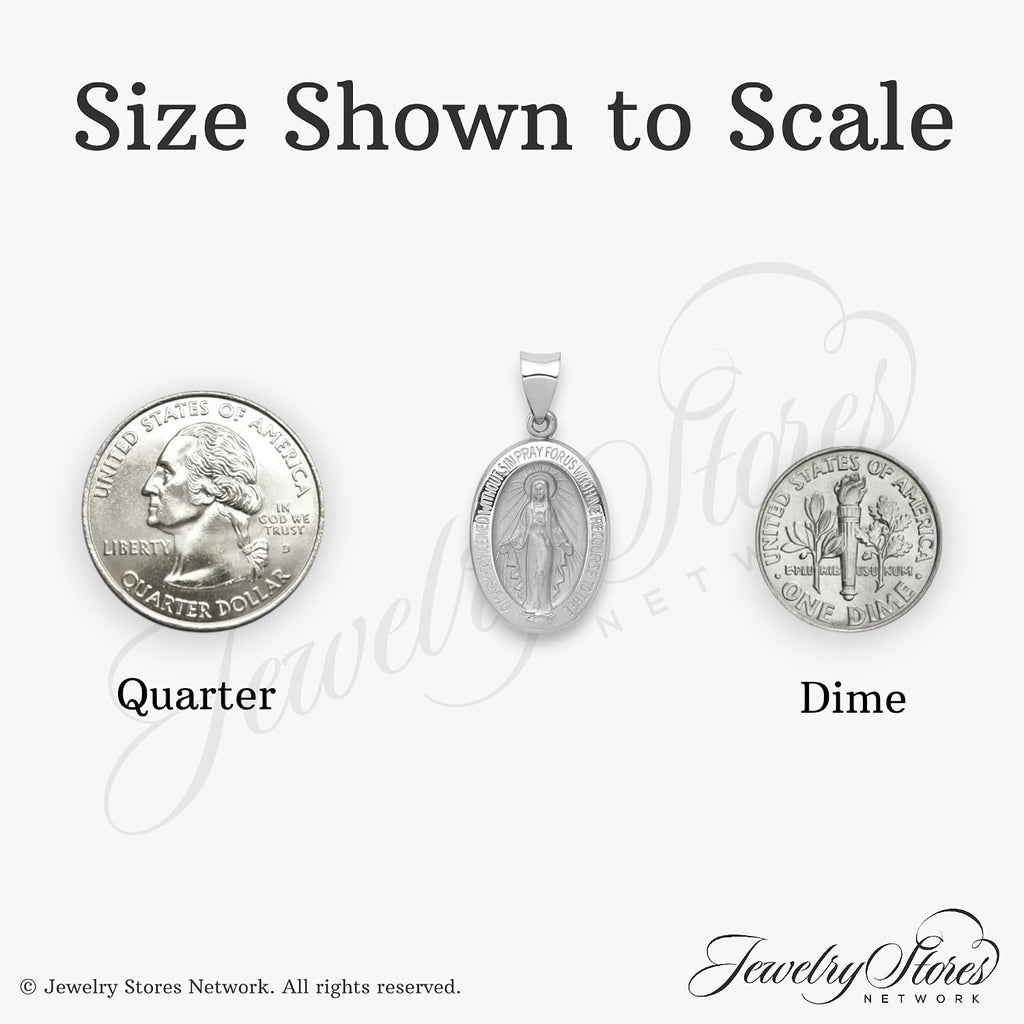 14k Gold Virgin Mary Miraculous Medal Pendant - Oval Mother Mary Necklace Charm with Sacred Words - Handcrafted Religious Jewelry Made in USA - Traditional Catholic Design