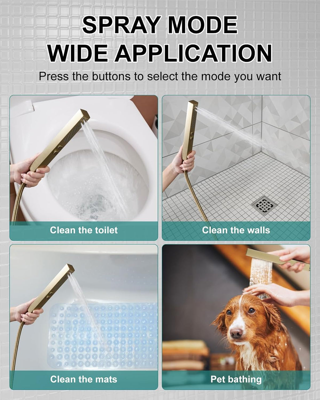 Shower Faucet Set Rainfall Shower System with Square Showerhead and Handle Set Fixture with 2 in 1 Function Handheld Sprayer Wall Mounted Trim Repair Kit Rough-in Valve 8 Inch Brushed Gold