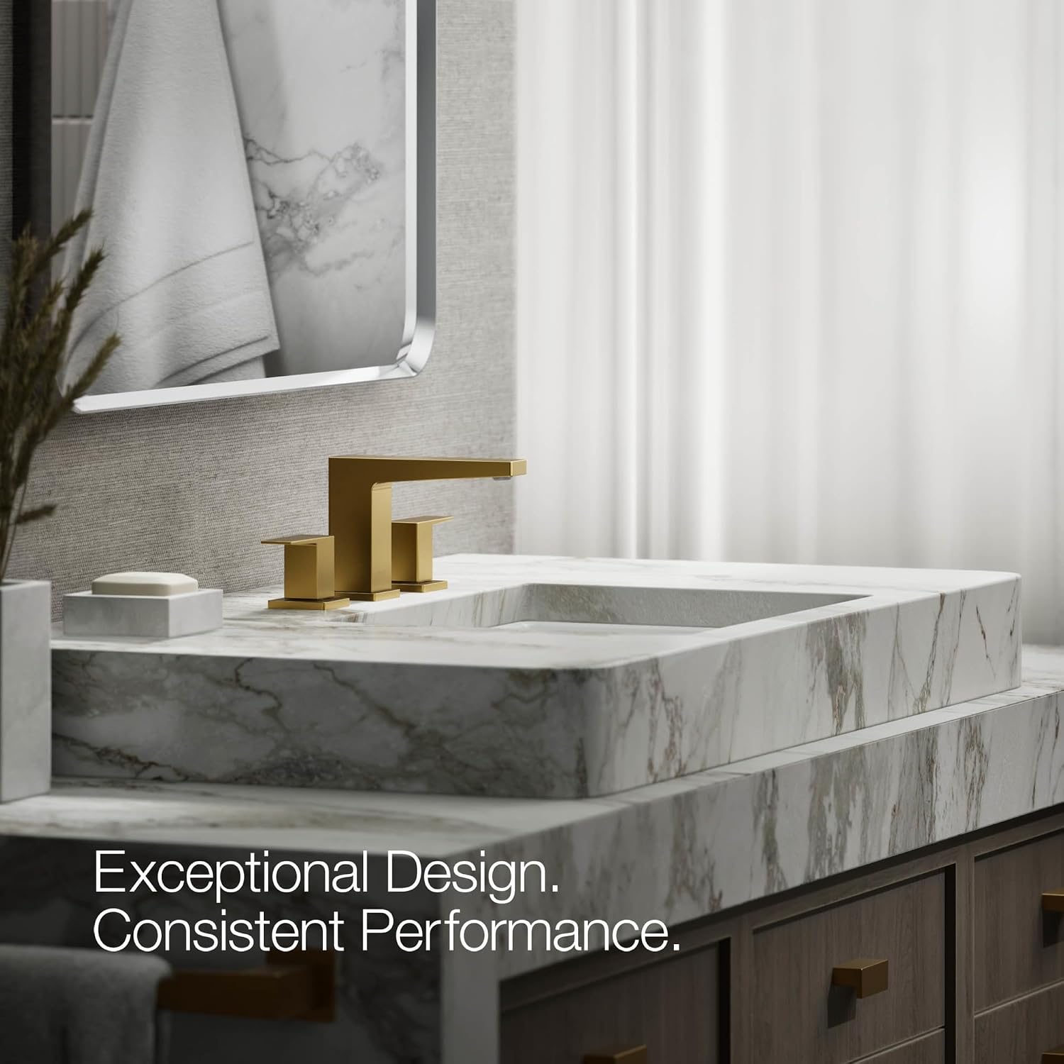 Kohler K-36786-4-2MB Honesty® Widespread Bathroom Sink Faucet, Bathroom Faucets, 1.2 GPM, Vibrant Brushed Moderne Brass
