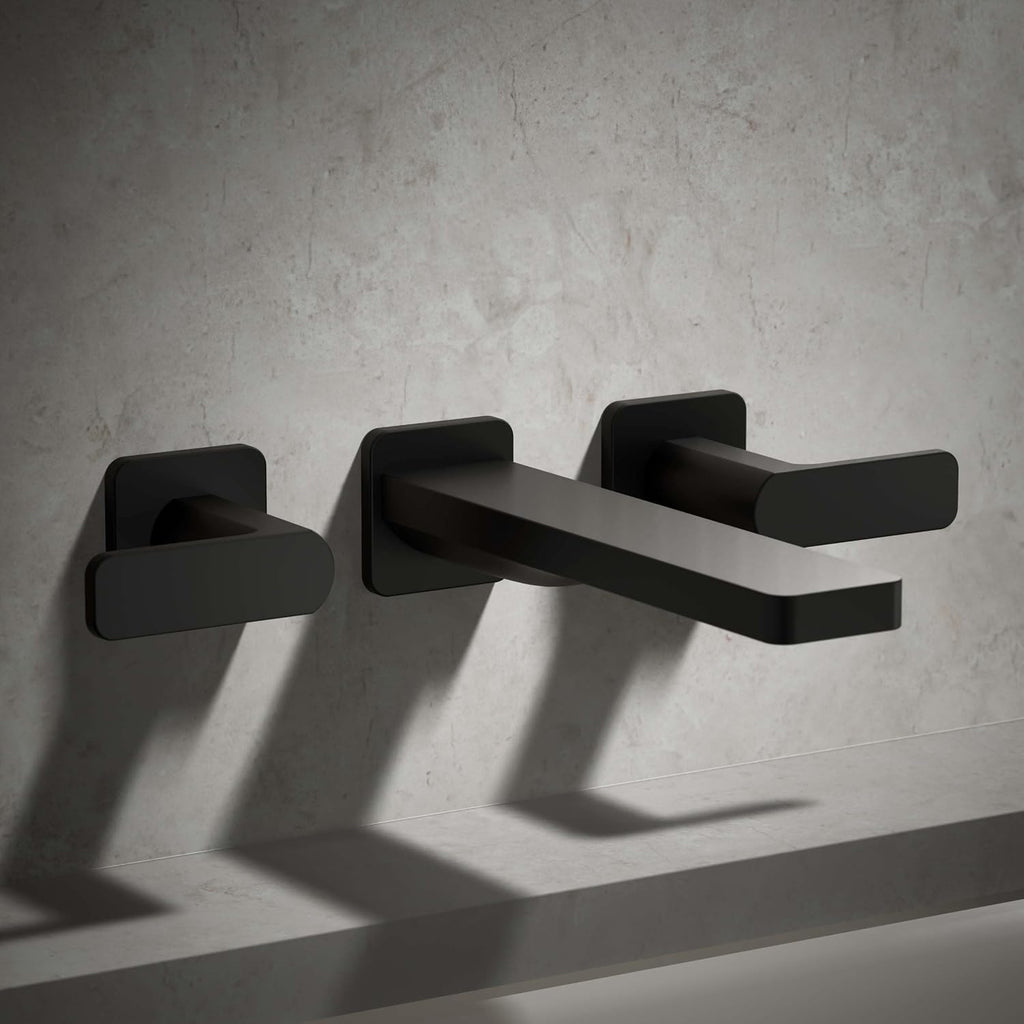 Kohler T23491-4-BL Parallel Two-Handle Wall Mount Bath Faucet Trim with Lever Handles, Matte Black