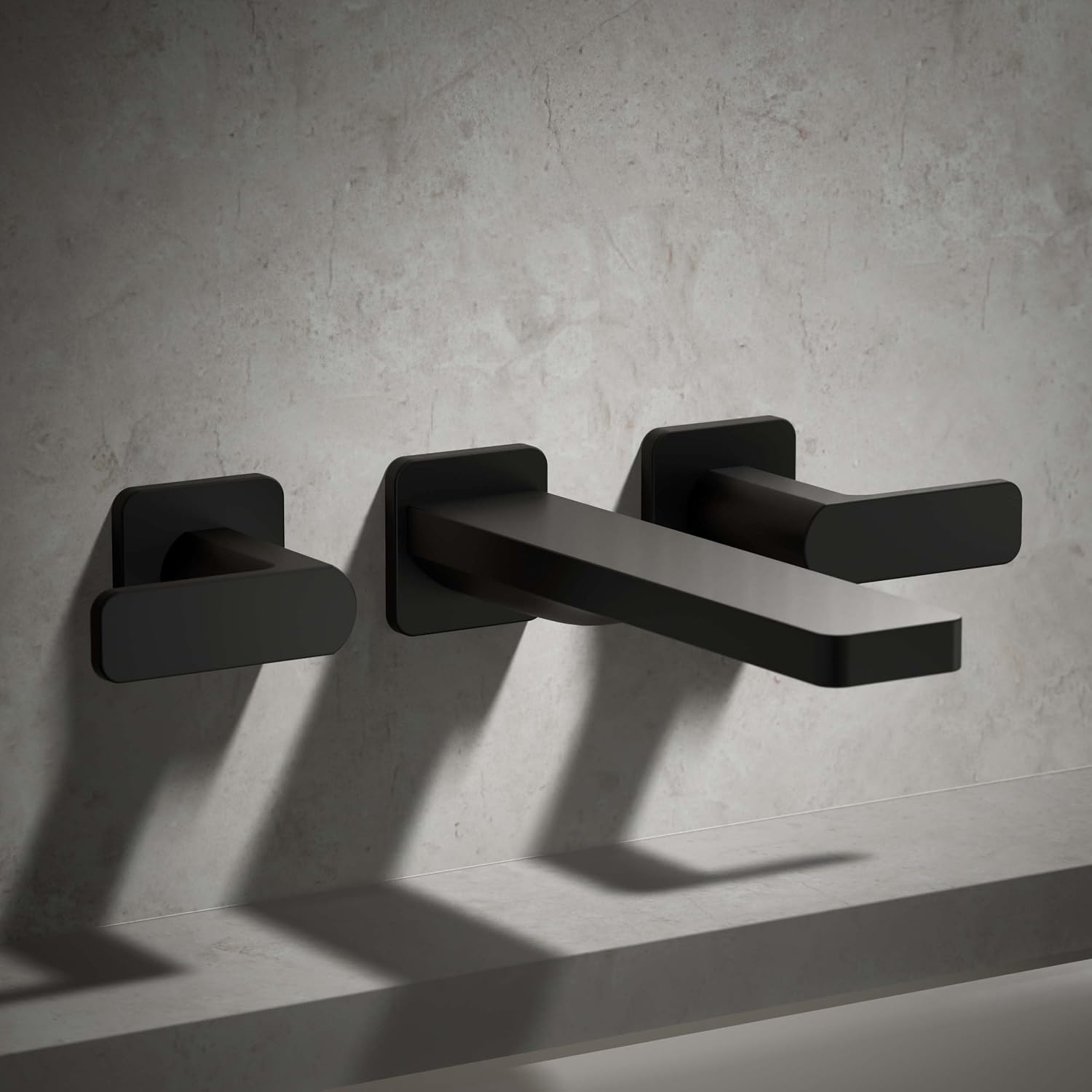 Kohler T23491-4-BL Parallel Two-Handle Wall Mount Bath Faucet Trim with Lever Handles, Matte Black
