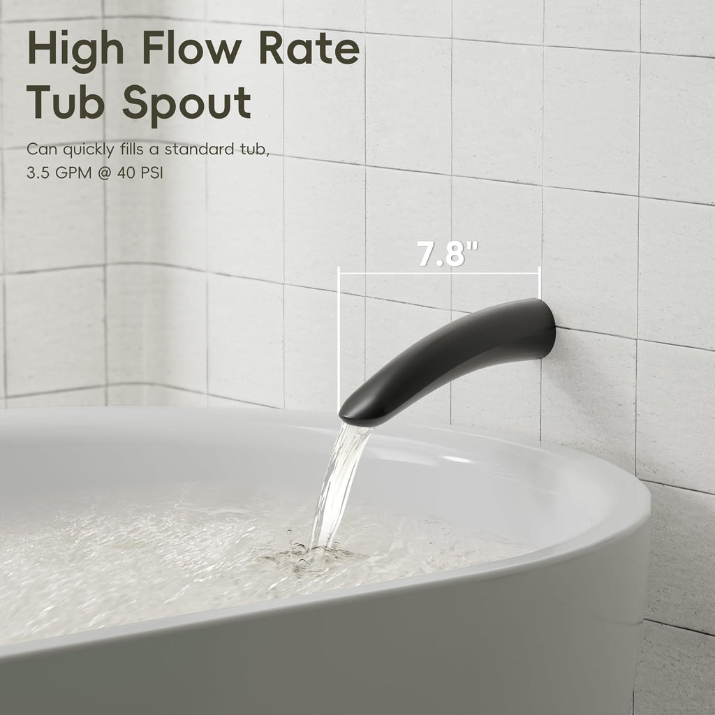 Gabrylly Shower System with Tub Spout, Black Bathtub Shower Faucet Set with 3-Way Pressure Balance Valve Kit, 10' Rain Head with Handheld Spray, Matte Black
