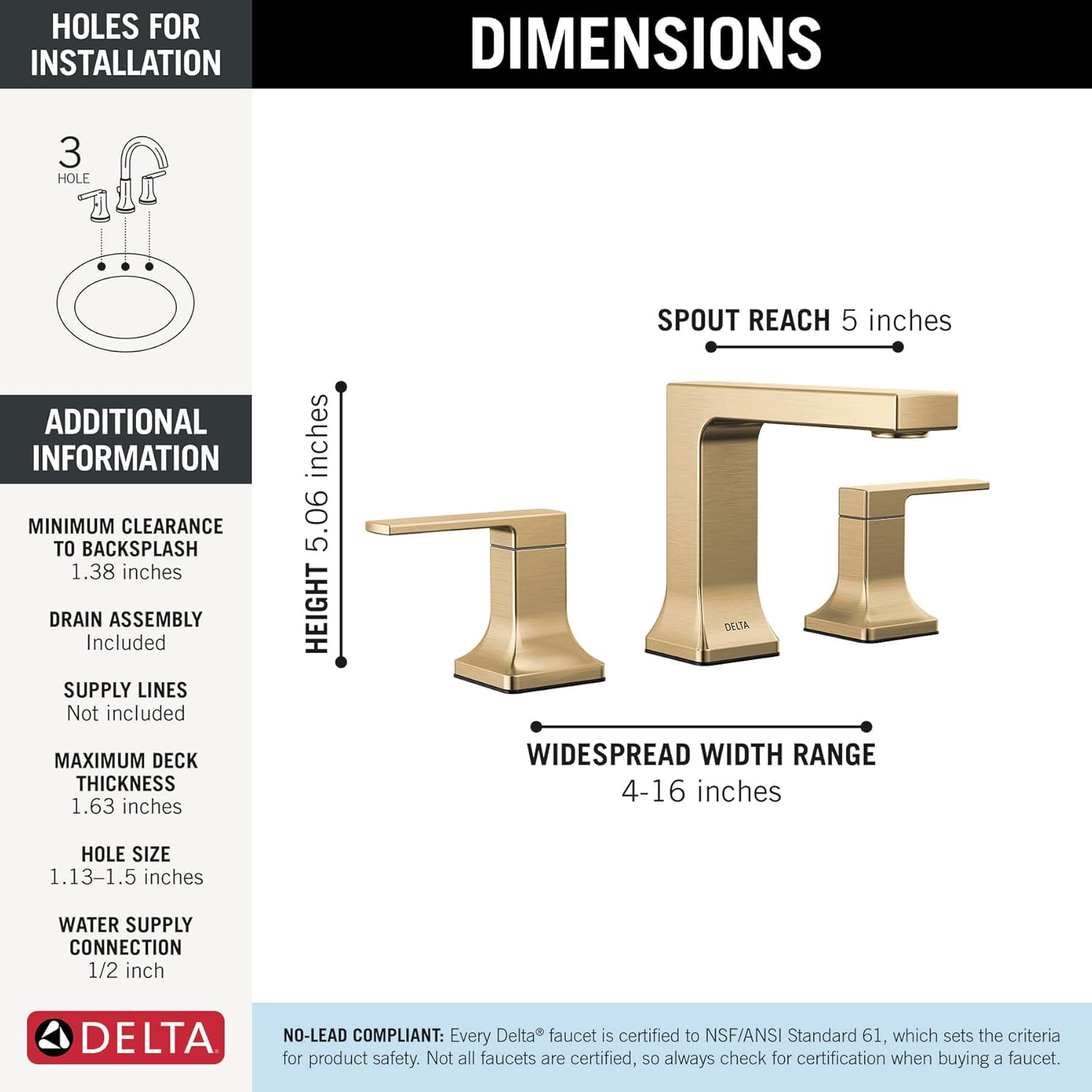 Delta Velum Brushed Gold Bathroom Faucet 3 Hole, 8 Inch Widespread Bathroom Sink Faucet for Vanity, Metal Push-Pop Drain Assembly, Champagne Bronze 3537LF-CZMPU