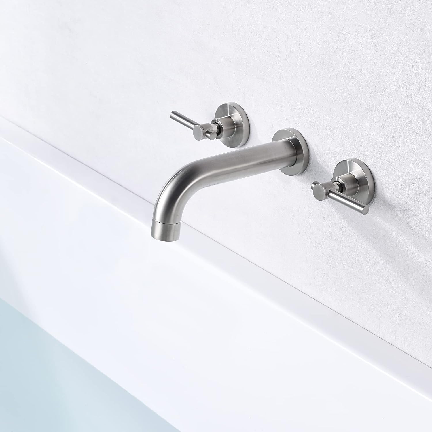 SUMERAIN Wall Mount Tub Faucet Brushed Nickel 3 Hole Bathtub Filler Faucet with Rough in Valve