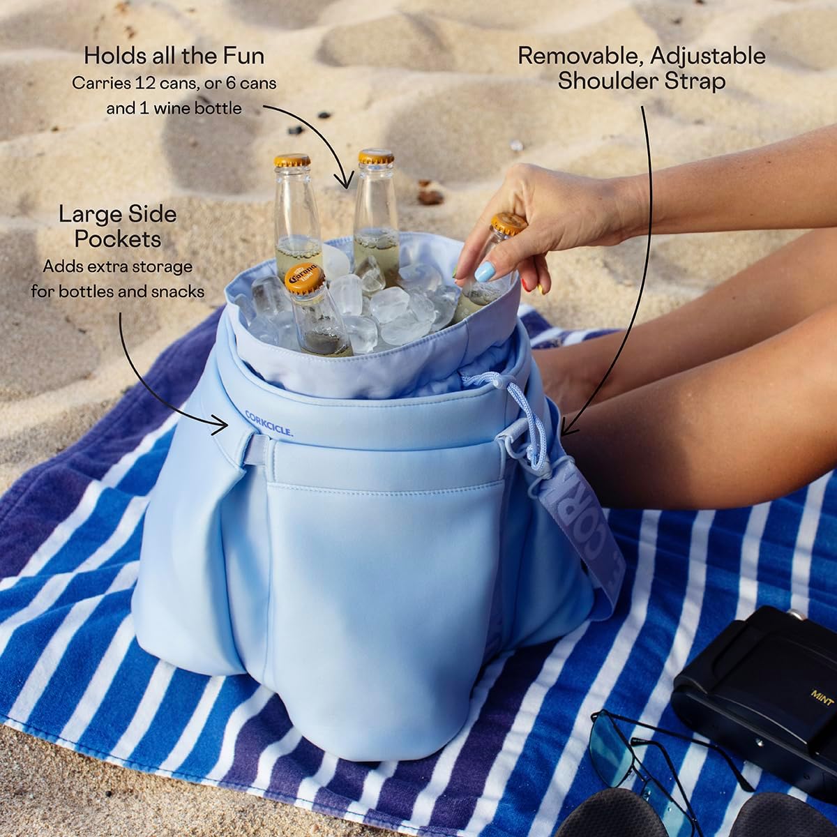 Corkcicle Beverage Bucket Cooler Bag, 10.5' x 12' – Keep Cool with Portable Bucket Bag – Transforms Into Ice Bucket with All Day Insulation