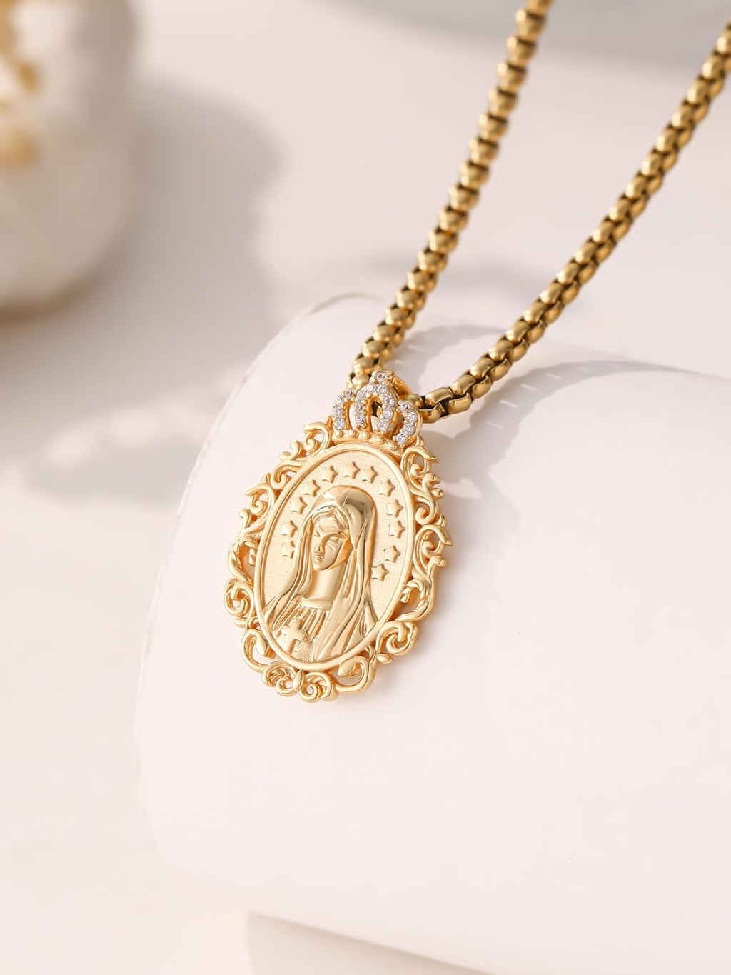 Virgin Mary Necklace for Women 925 Sterling Silver Mother Mary Necklace Protection Jewelry Religion Christian Faith Catholic Gifts