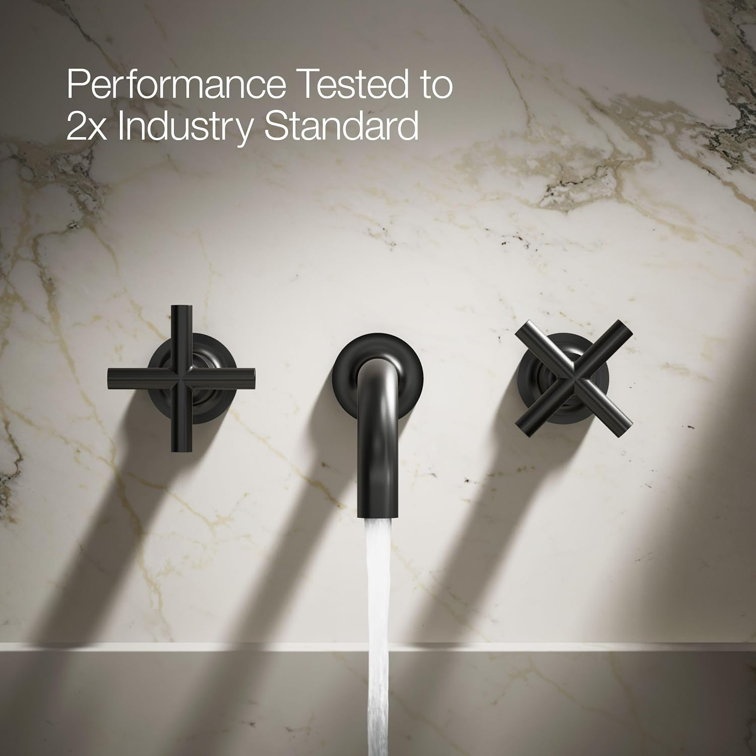 Kohler T14414-3-BL Purist® Wall-Mount Bathroom Sink Faucet Trim with Cross Handles, 1.2 gpm, Matte Black