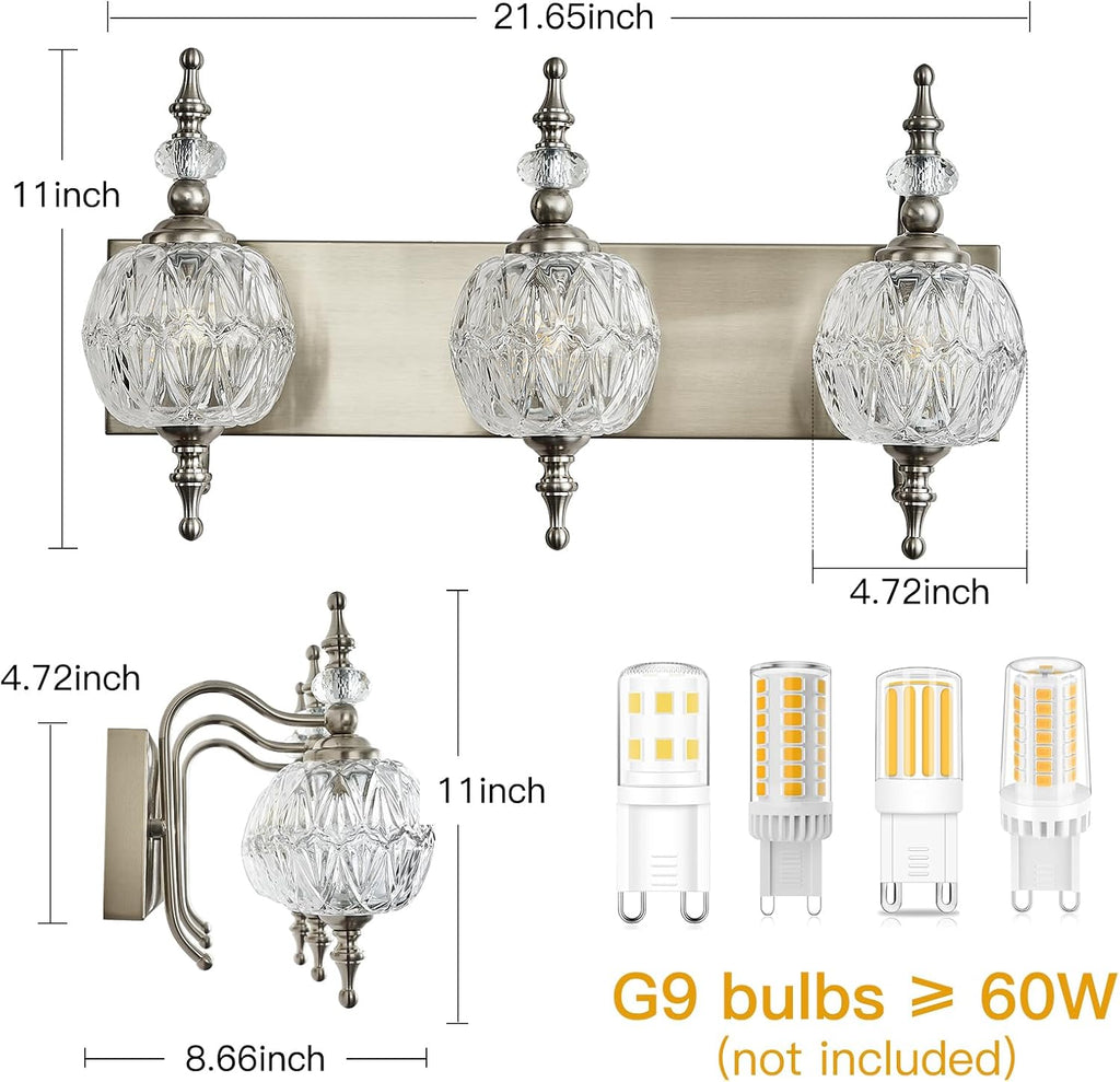 Brushed Nickel Vanity Lights Bathroom Vanity Light Fixtures Vintage 3-Light Bathroom Lighting Fixtures Over Mirror