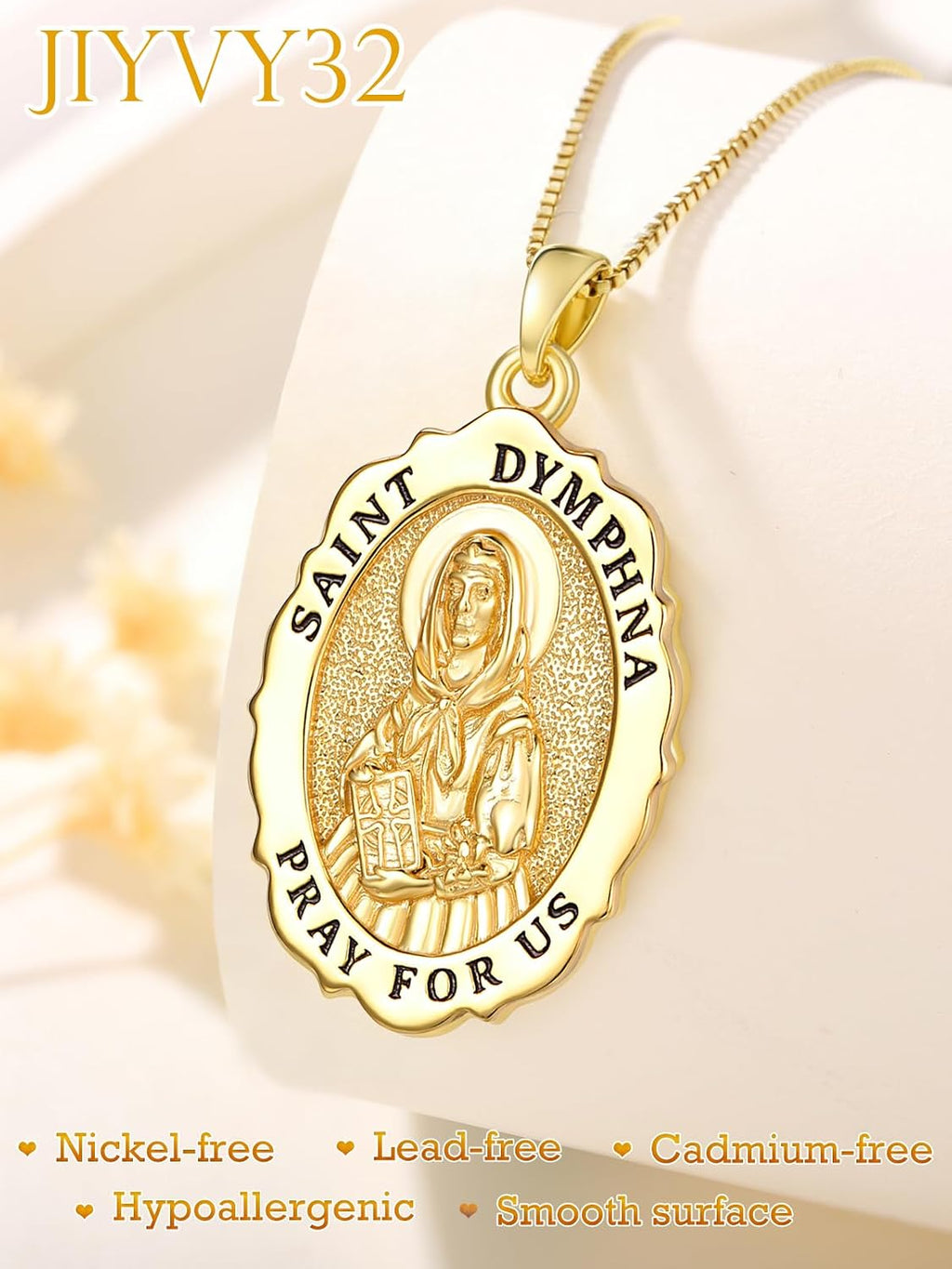 14K Gold Saint Medal Necklace for Women, Catholic Patron Saint Pendant Necklace, Christian Religious Jewelry Gift for Confirmation Baptism Communion Christmas Birthday