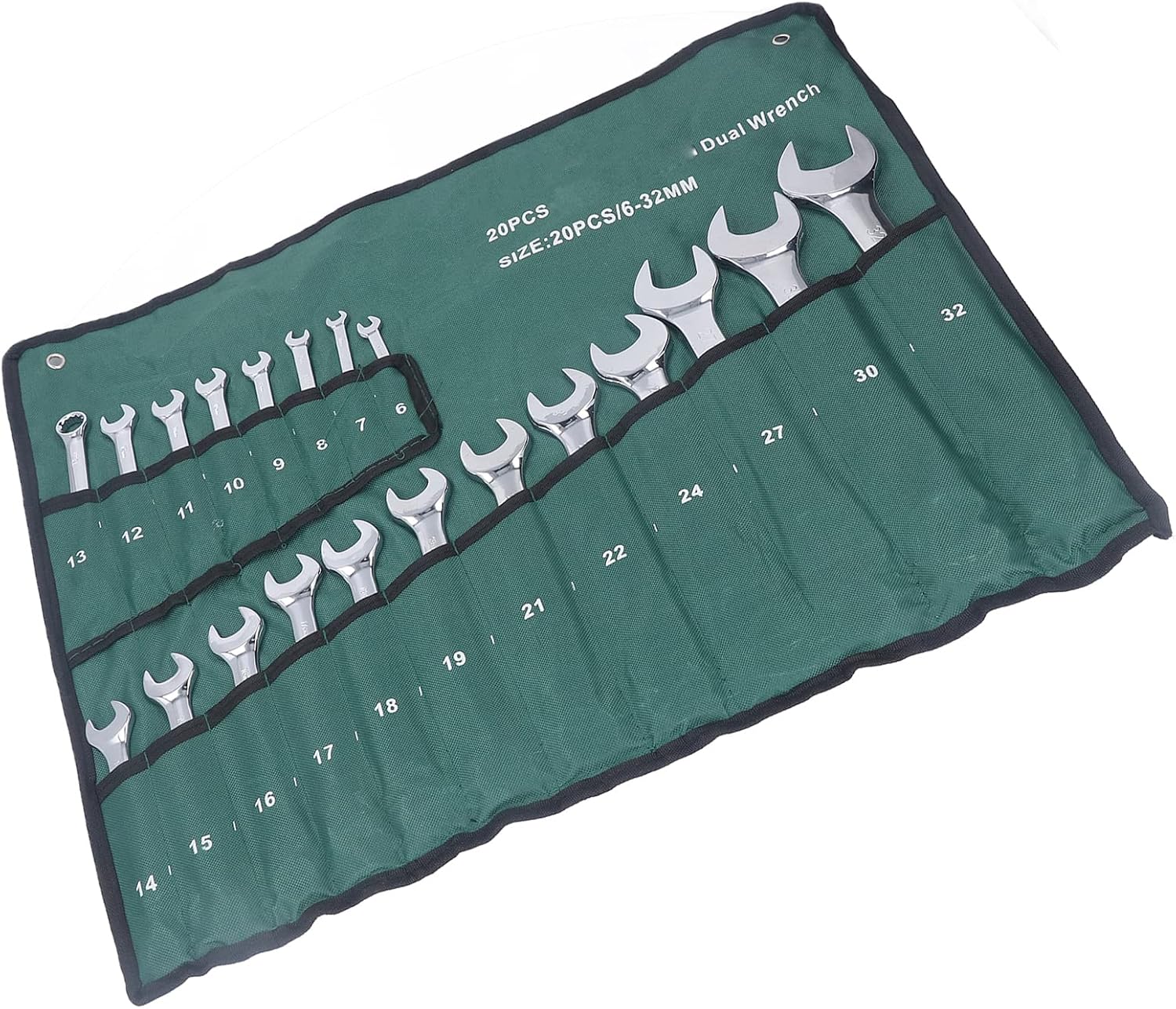 Combination Wrench Set Metric 20Pcs Vanadium Steel Spanner Chrome Plated Dual Wrenches Hand Tool for Mechanics and DIY Enthusiasts 6mm to 32mm