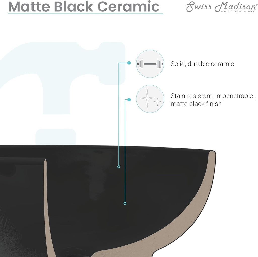 Claire 22' Rectangle Wall-Mount Bathroom Sink in Matte Black