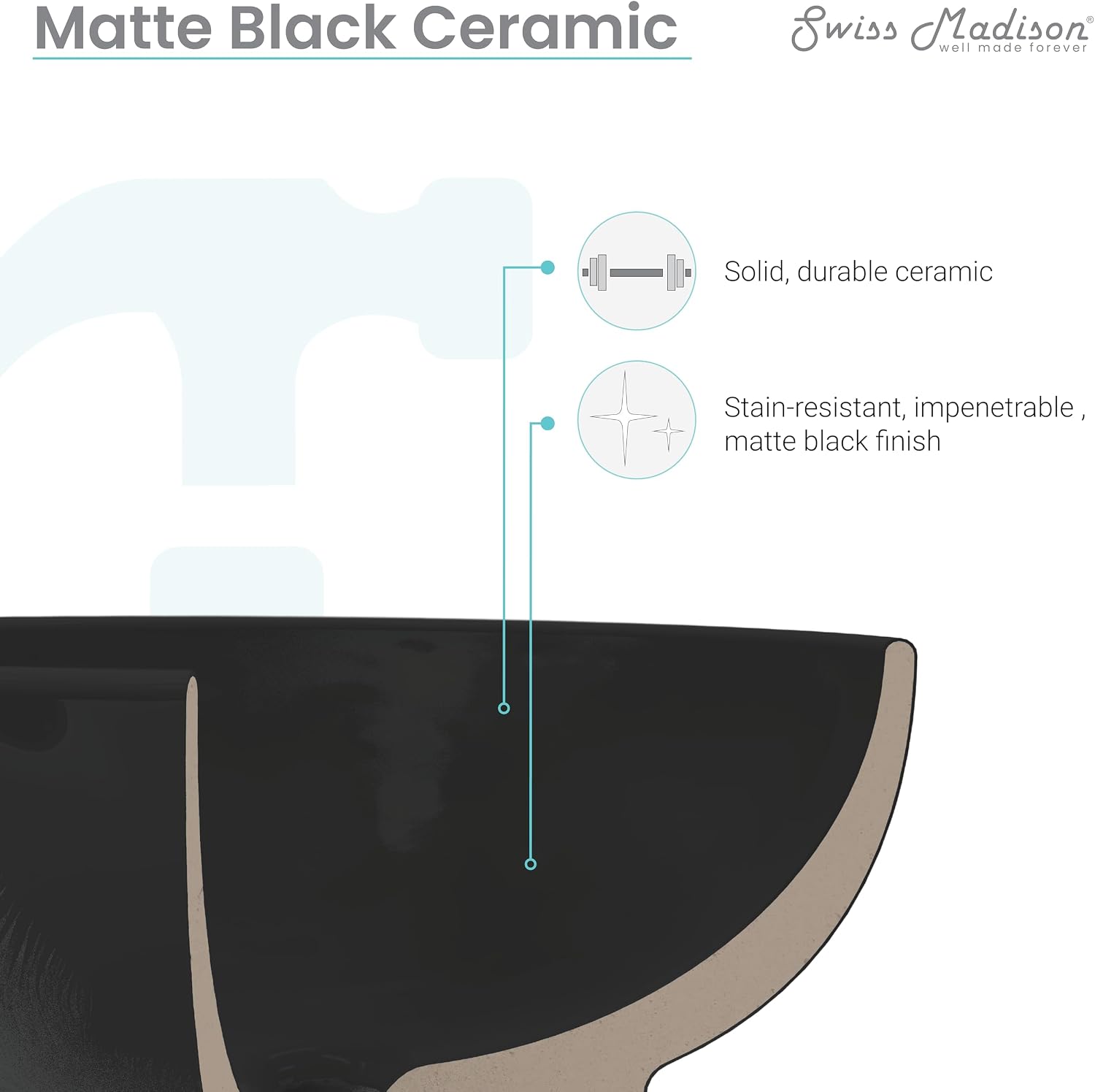 Claire 22' Rectangle Wall-Mount Bathroom Sink in Matte Black