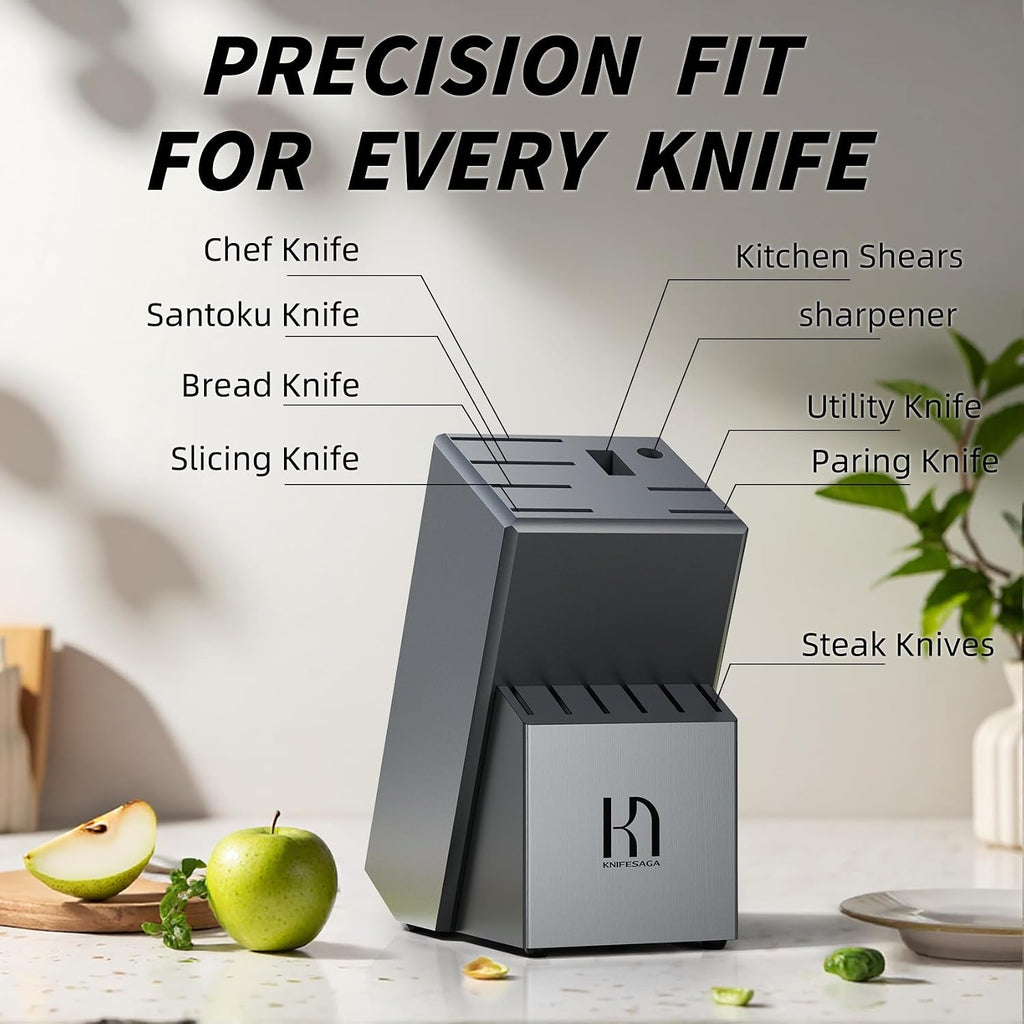 KnifeSaga Premium Knife Set 15 Pcs Quality Kitchen Knife Set with Block, Japanese High Carbon Stainless Steel Razor Sharp Knife Block Set, Acacia Wood Block Knife Set with Ergonomic Full-tang Handle