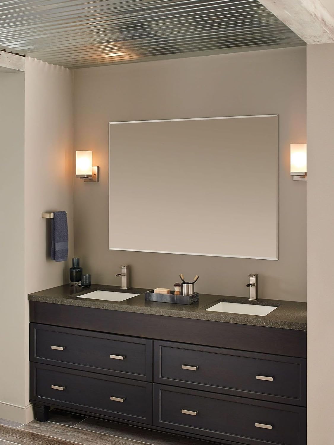 Moen YB8861BN 90 Degree 1-Light Dual-Mount Bath Bathroom Vanity Fixture with Frosted Glass, Brushed Nickel