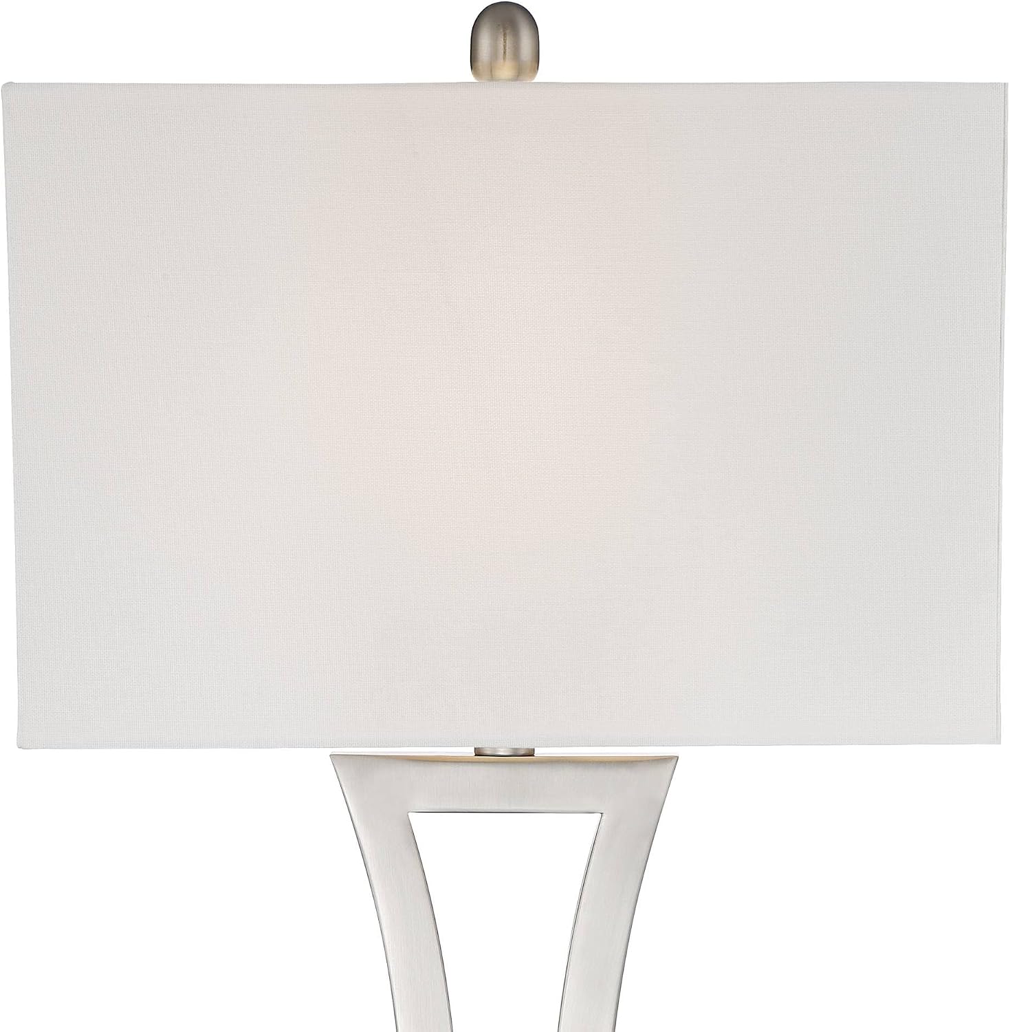 360 Lighting Roxie Modern Table Lamps with White Marble Risers 31' Tall Set of 2 Brushed Nickel Off-White Rectangular Fabric Shade for Bedroom Living Room Bedside Nightstand Home Office