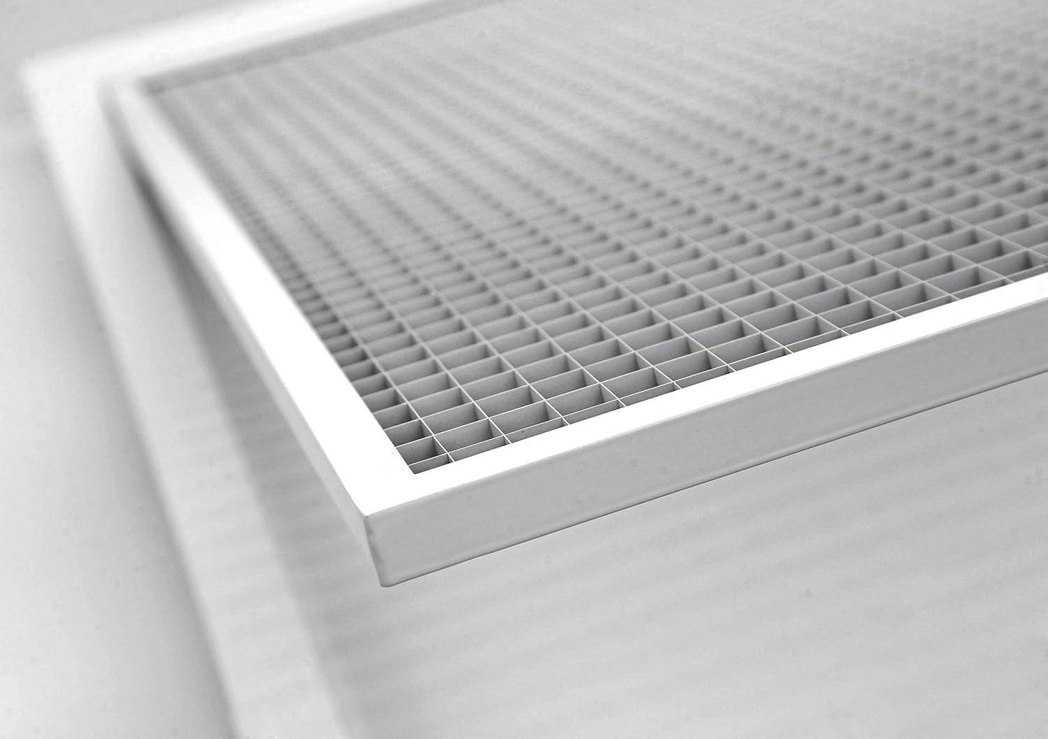 20' x 32' Cube Core Eggcrate Return Air Filter Grille for 1' Filter - Aluminum - White [Outer Dimensions: 22.5' x 34.5]