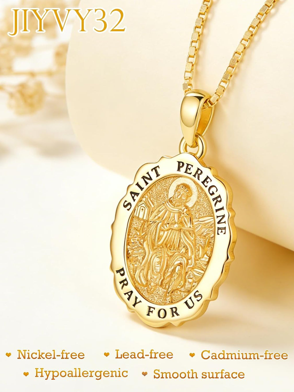 14K Gold Saint Medal Necklace for Women, Catholic Patron Saint Pendant Necklace, Christian Religious Jewelry Gift for Confirmation Baptism Communion Christmas Birthday