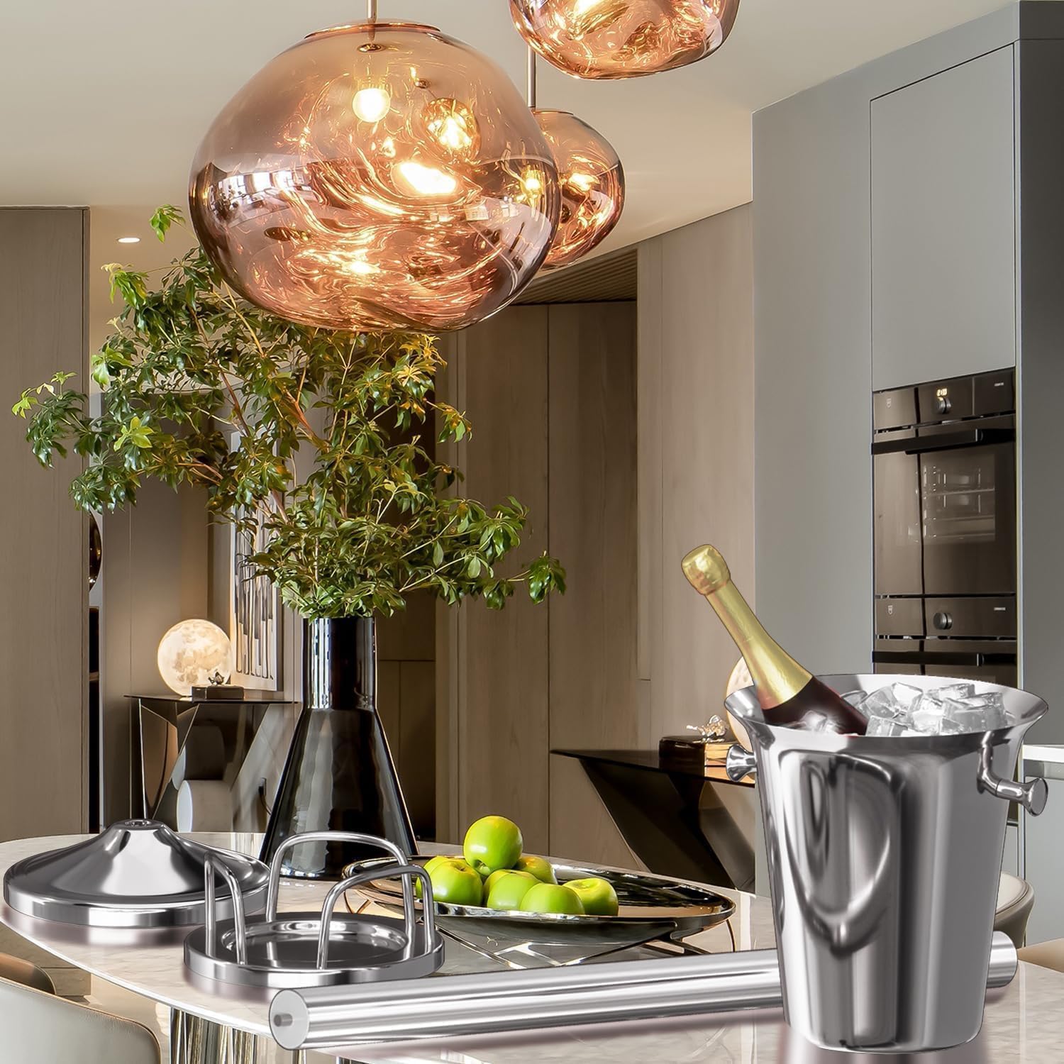 Ice Bucket with Stand Standing Champagne bucket for Party Stainless Steel Wine Bucket Wine Cooler with Stand 5L Wine Chiller for Bar Ktv Weding