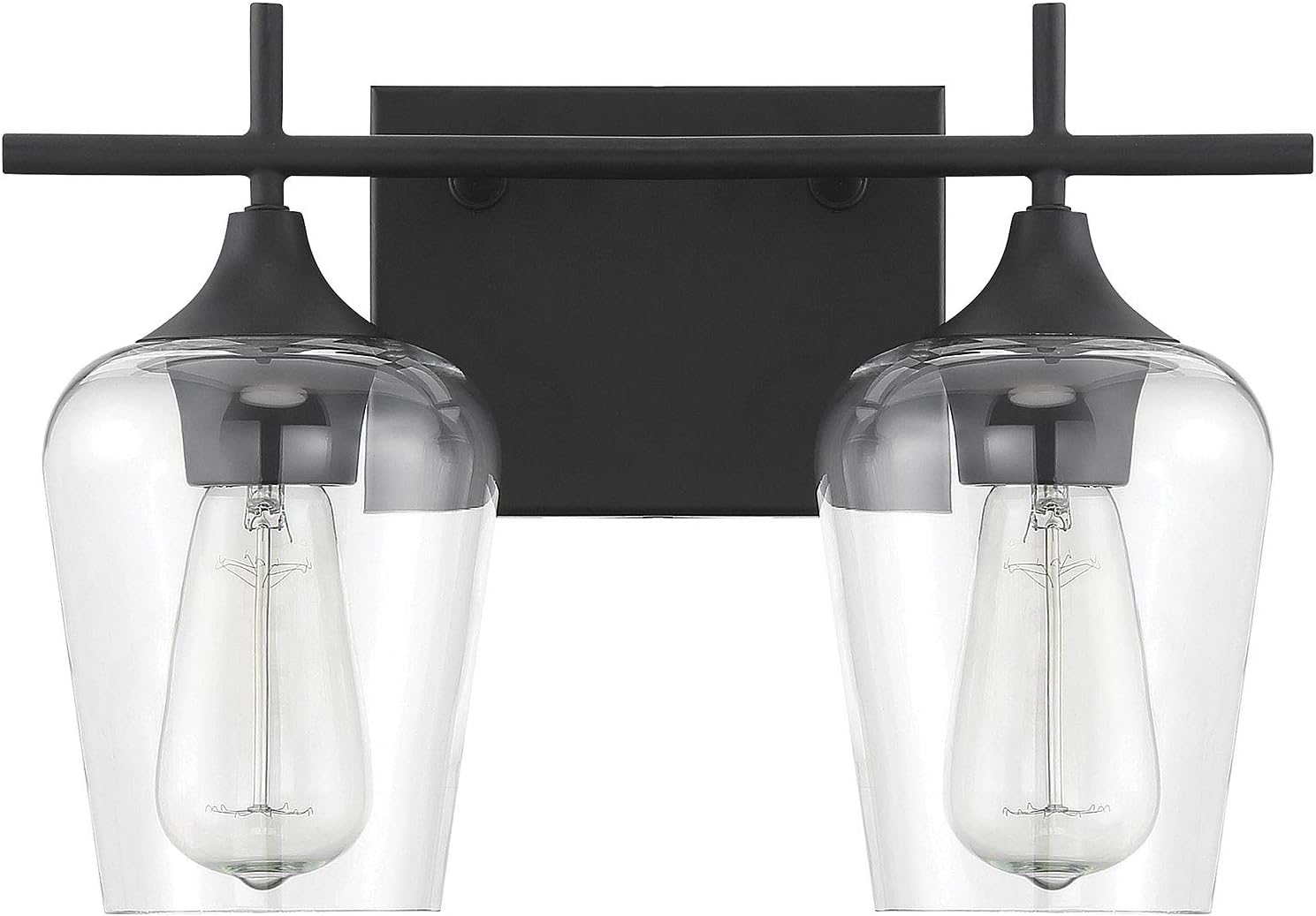 Savoy Essentials 8-4030-2-BK Octave Bohemian Clear Glass Bathroom Vanity Wall Light, 2-Light 120 Total Watts, 10' H x 14' W, Black