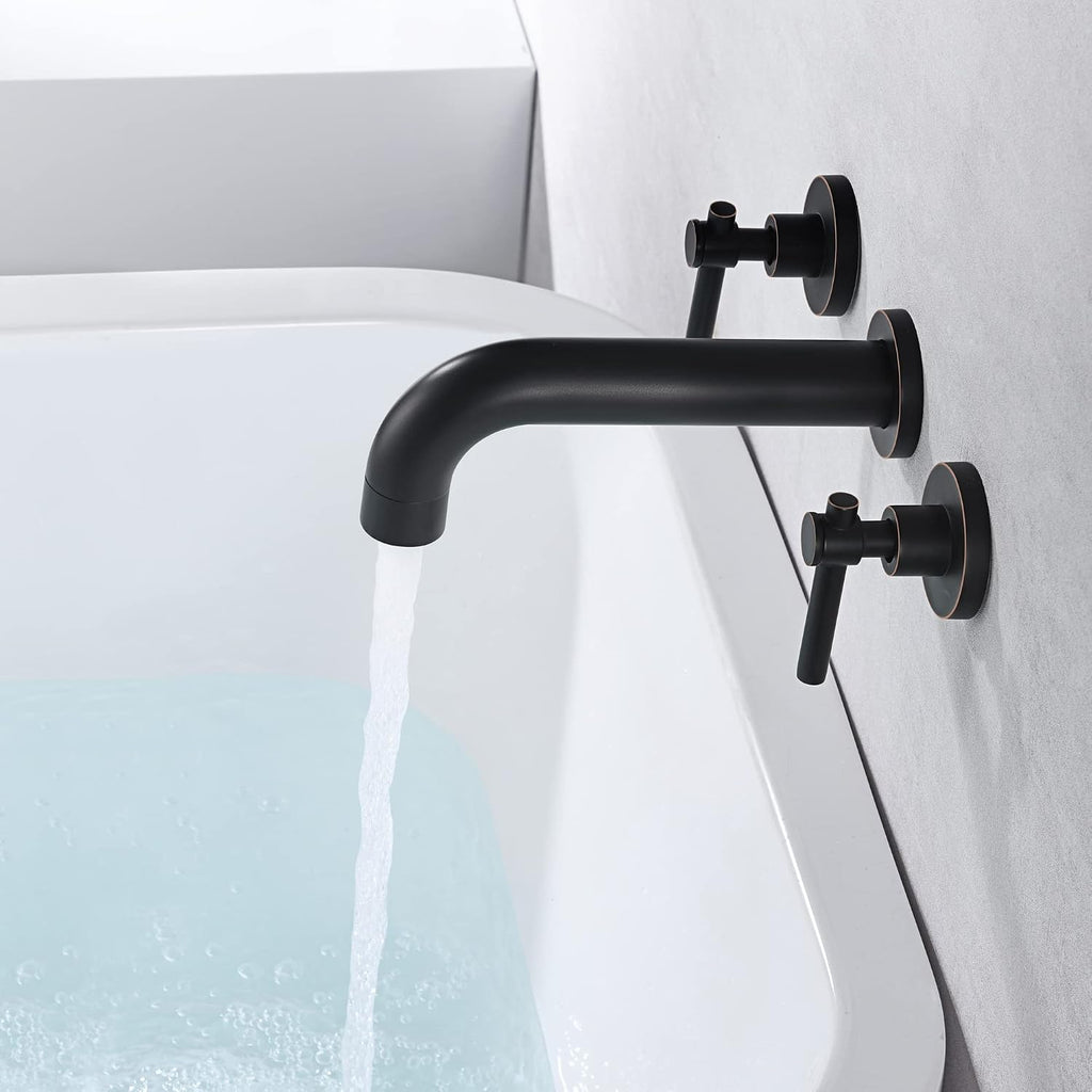SUMERAIN Oil Rubbed Bronze Bathtub Faucet Wall Mount 3 Hole Tub Filler