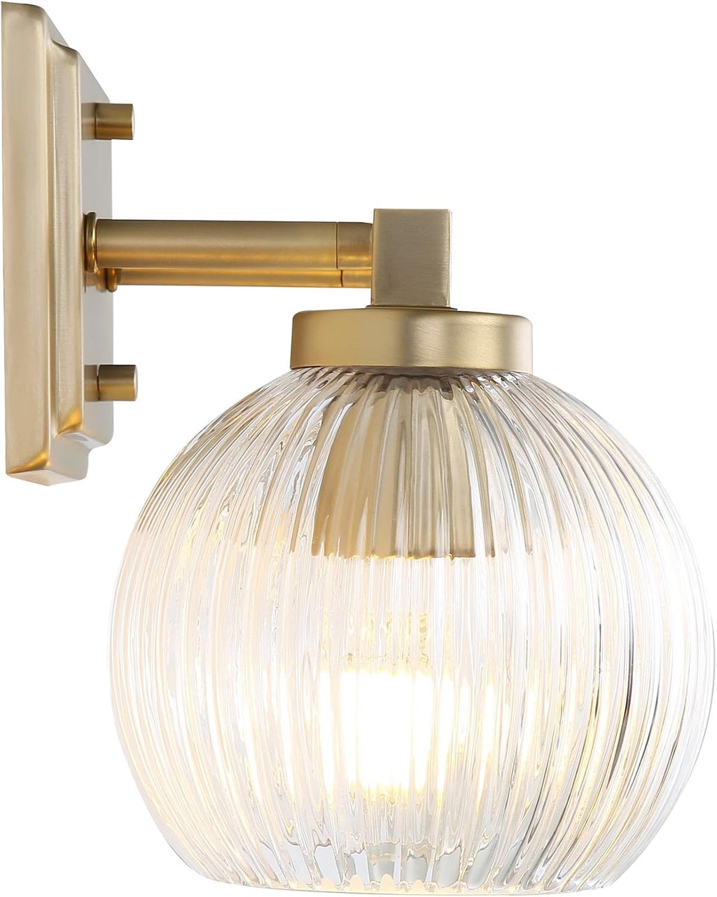 Elliott 2-Light Vanity Light in Brushed Champagne Bronze with Ribbed Clear Shade