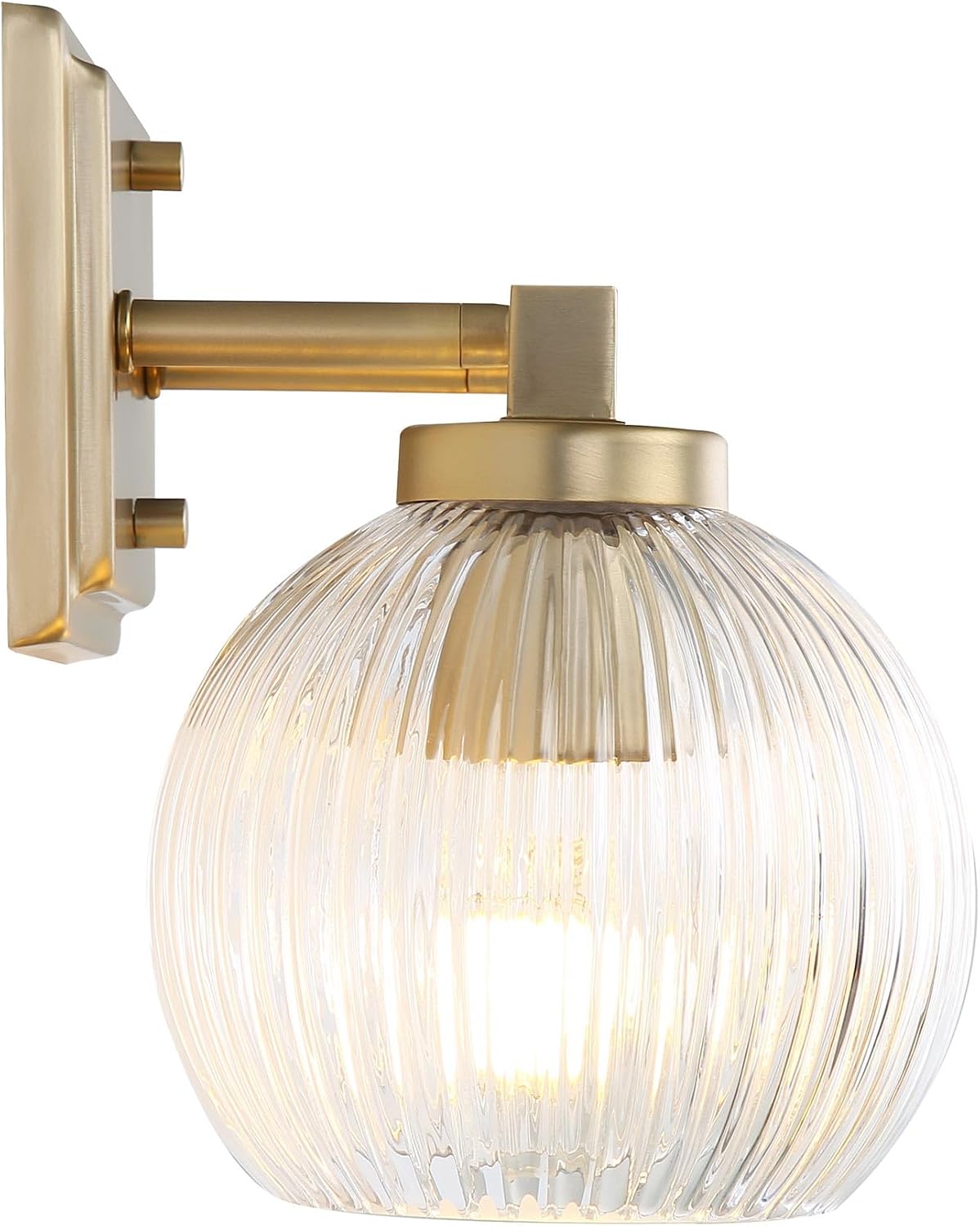 Elliott 2-Light Vanity Light in Brushed Champagne Bronze with Ribbed Clear Shade