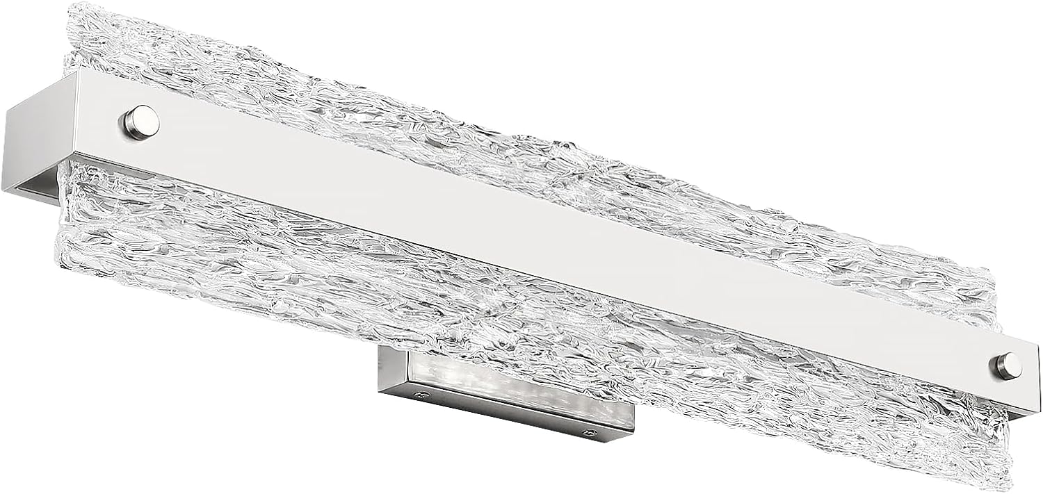 Brushed Nickel LED Bathroom Vanity Light, 24.4 Inch 15W Modern Dimmable Bathroom Light Fixture Over Mirror, Crystal Bar Wall Sconce Lighting for Bath, 3CCT, OS-MM5001-3BN