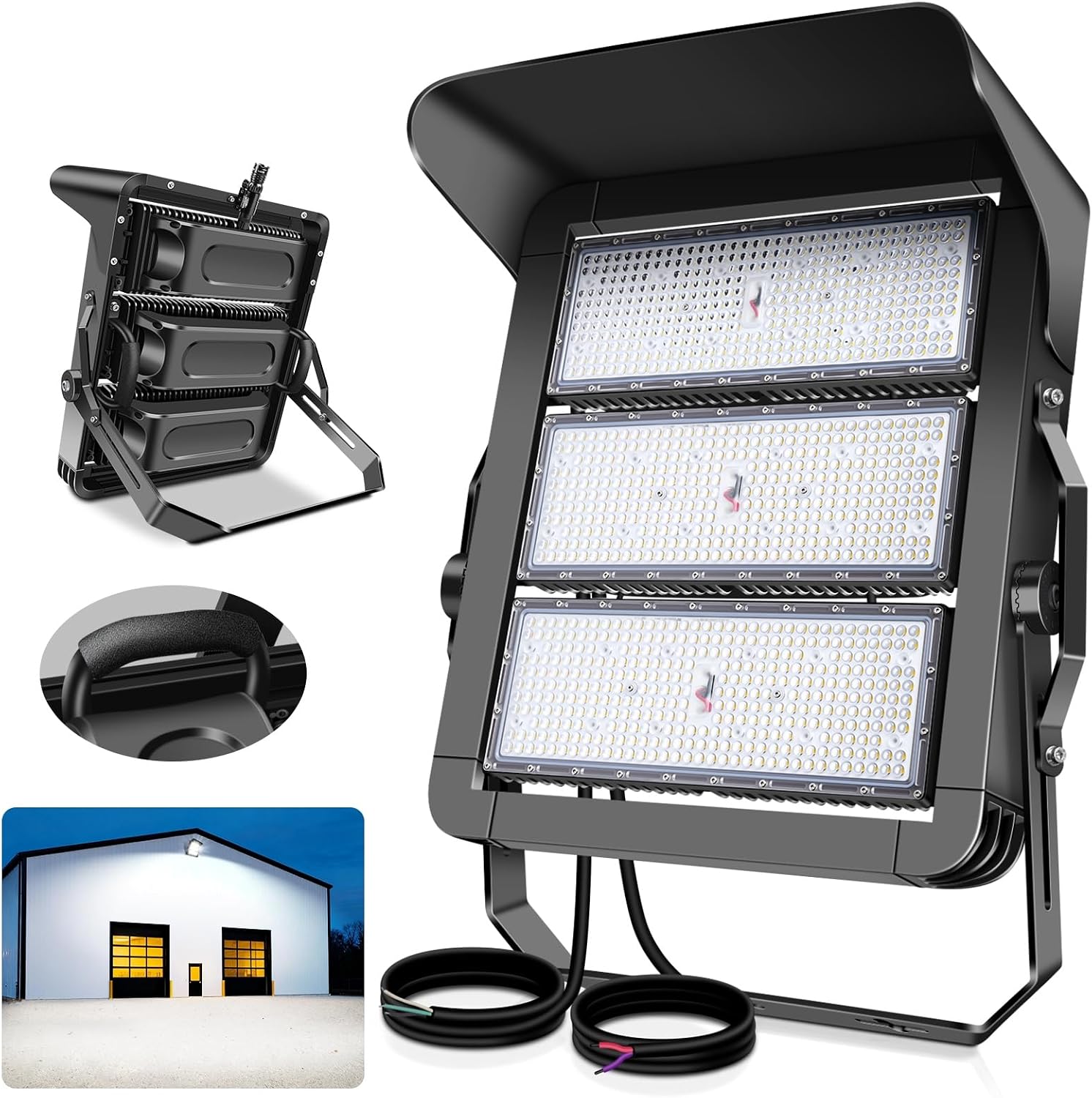 112500LM Led Stadium Light Dimmable 0-750w Super Bright Led Arena Flood Lights Outdoor 100-277v 5000k Yoke U Mount IP66 Waterproof Outside Wall Light Commercial for Square, Golf Court, Port