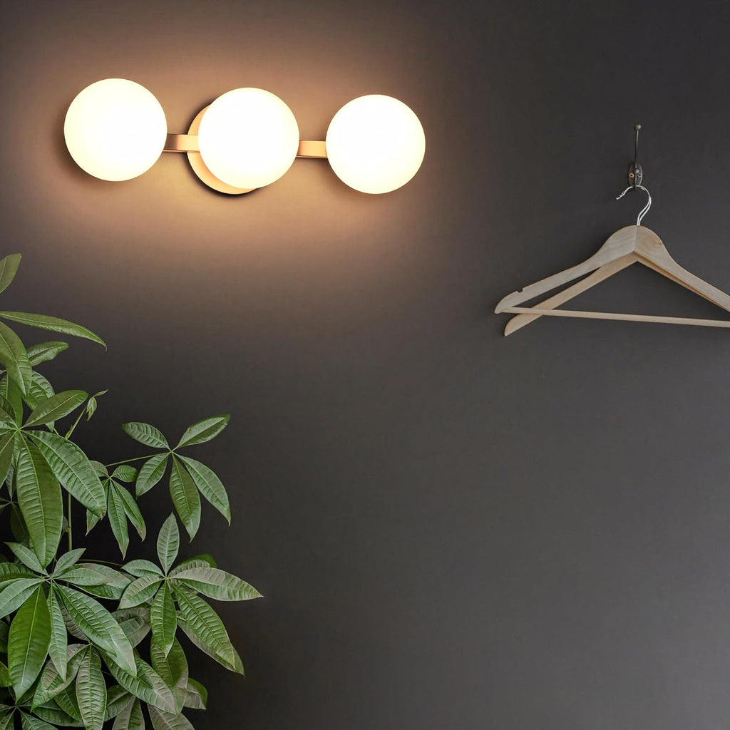 Bathroom Vanity Light Fixtures, Modern 3 Lights Globe Wall Sconce Lighting Brushed Nickel, Porch Wall Mount Light Fixture for Bathroom, Mirror Cabinets Hallway Stairs