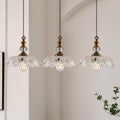 CVKASH Vintage Glass Pendant Light Fixture 3-Pack Brass Modern Adjustable Chandelier Farmhouse Hanging Ceiling Light for Hallway Porch Kitchen Bedroom Coffee Shop Dining Room