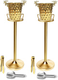Champagne Bucket with Stand,Ice Bucket kits with Stand (Antler Texture Gold, 2 packs)