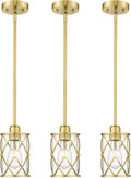 Brushed Gold Pendant Lights Kitchen Island 3 Pack, Glass Kitchen Pendant Lighting Over Island with Rod, Modern Mini Hanging Light for Kitchen Sink Dining Room, CH9176BG-3PK