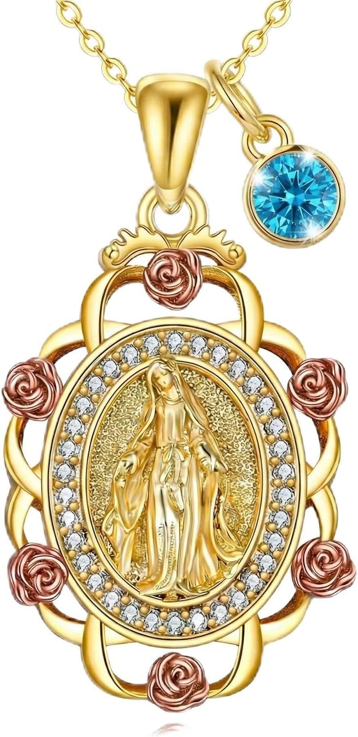 Sterling Silver St Michael/St Christopher/St Barbara/St Jude/St Dymphna/Virgin Mary Necklace Patron Saint Pendant Amulet Medal Religion Jewelry Gifts for Men Women
