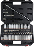 BLACK CANYON 73-Piece 3/8 Deep Socket Set, 6-Point Metric/SAE, Deep & Standard Sockets with 90-Tooth Ratchet, Breaker Bar & Heavy-Duty Case – Professional Grade for Demanding Applications