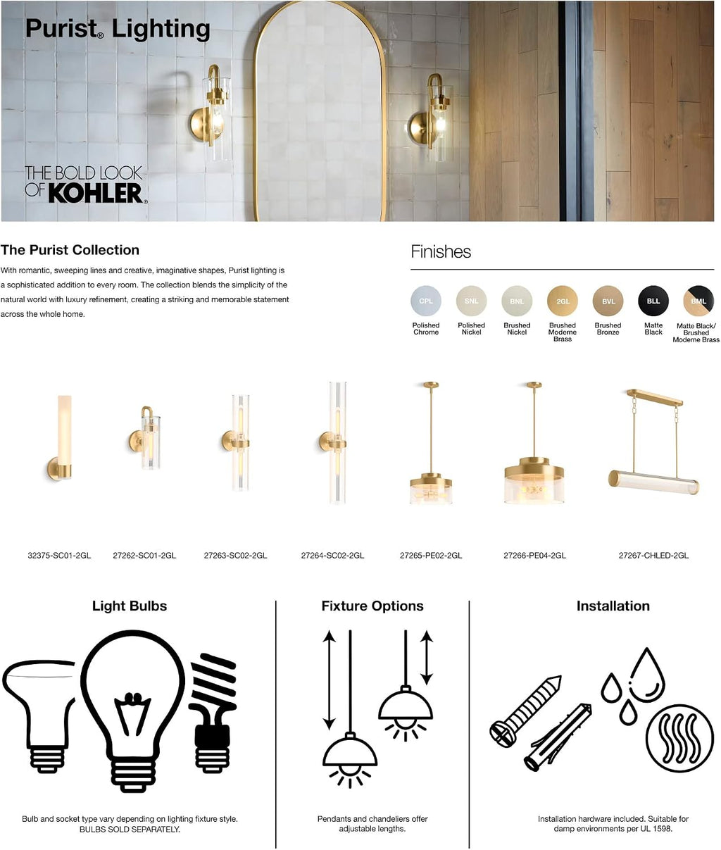 KOHLER PURIST® 2-LIGHT 22' SCONCE