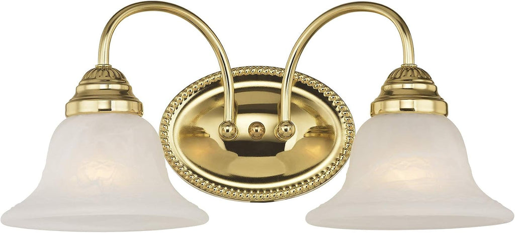 Livex Lighting 1532-01 Edgemont 2 Light Vanity Antique Brass with White Alabaster Glass