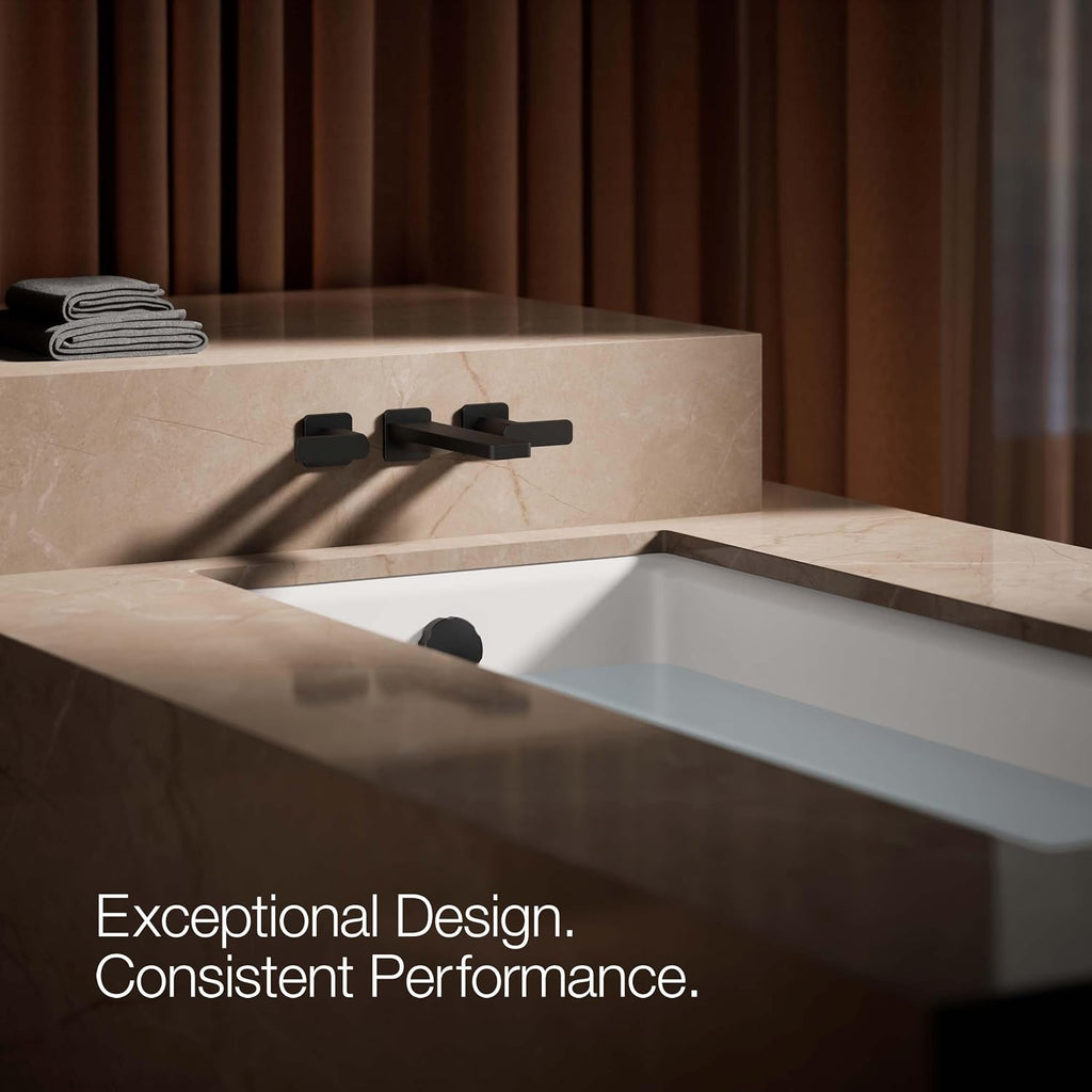 Kohler T23491-4-BL Parallel Two-Handle Wall Mount Bath Faucet Trim with Lever Handles, Matte Black