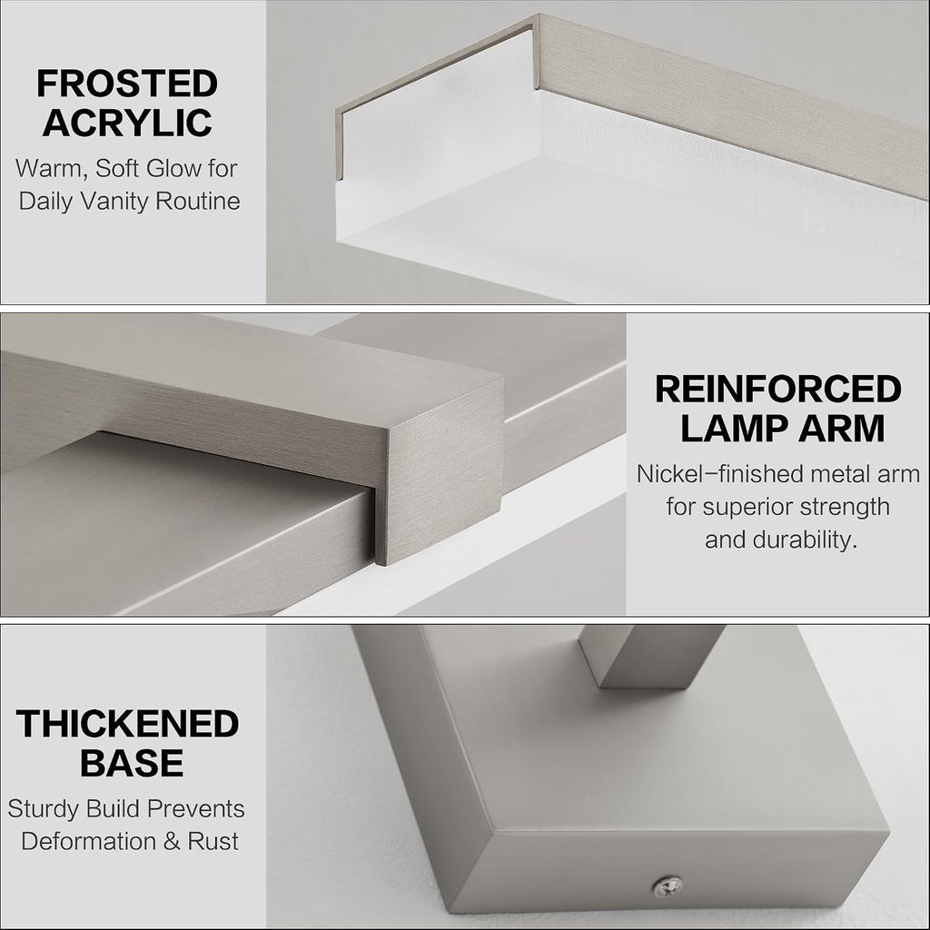 48 Inch Vanity Lights for Bathroom Over Mirror Brushed Nickel Over Cabinet Arm Extra Wide LED Bar 5CCT 2900K 6000K 32W 2560lm ETL