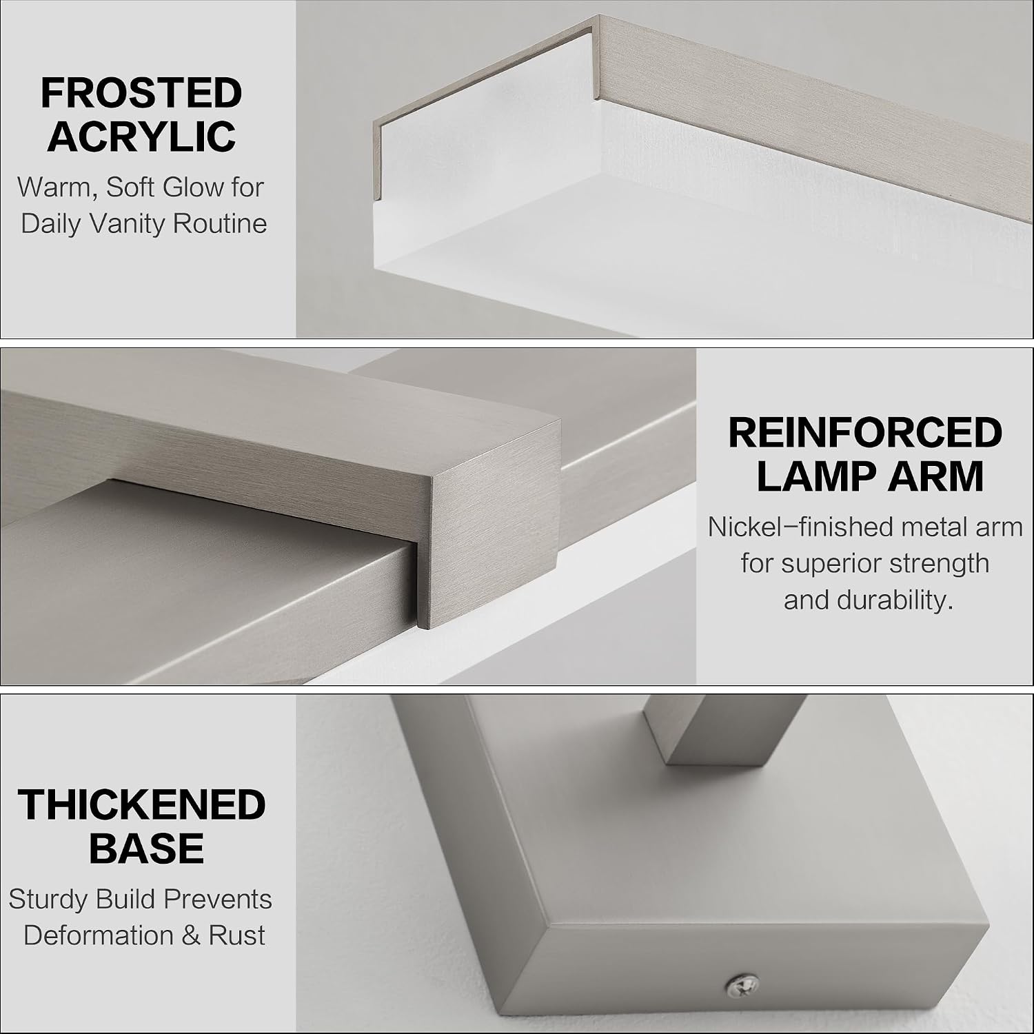 48 Inch Vanity Lights for Bathroom Over Mirror Brushed Nickel Over Cabinet Arm Extra Wide LED Bar 5CCT 2900K 6000K 32W 2560lm ETL