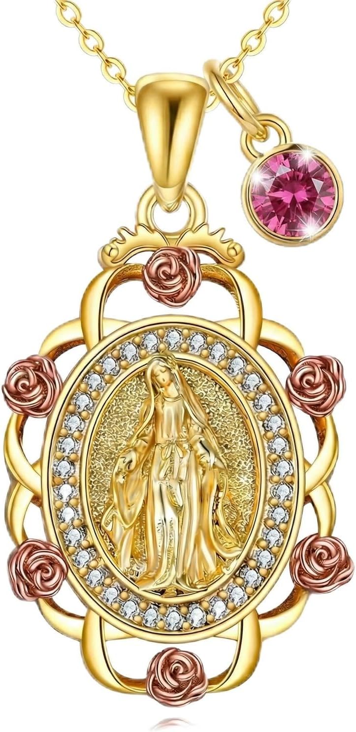 Sterling Silver St Michael/St Christopher/St Barbara/St Jude/St Dymphna/Virgin Mary Necklace Patron Saint Pendant Amulet Medal Religion Jewelry Gifts for Men Women