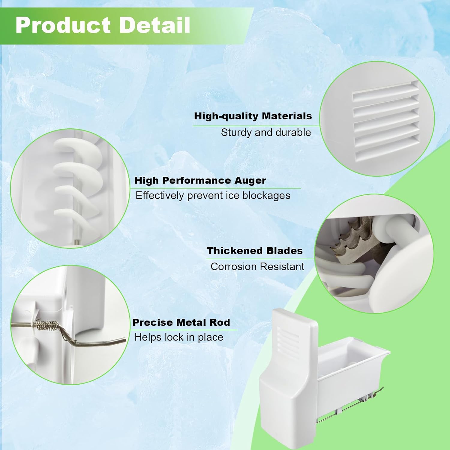 DA97-08223D Ice Bucket Assembly Compatible with Samsung RS25J500DSG RS25J500DSR RS261MDRS RS261MDWP Refrigerator Ice Maker Tray, Replaces DA97-08223A DA97-08223B 2309715 Ice Container